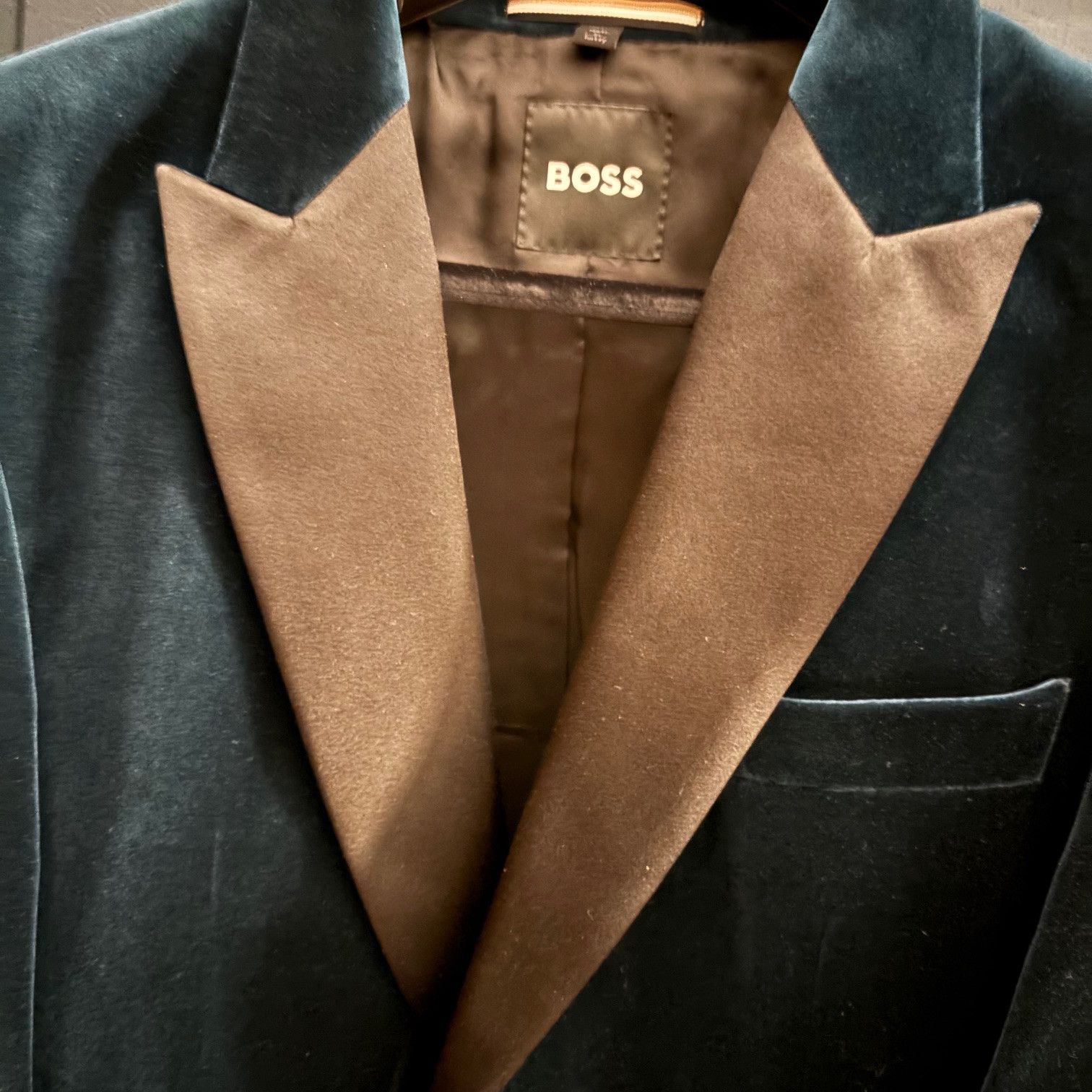 Hugo Boss HUGO BOSS - Cotton Velvet Tuxedo Jacket - Turquoise Size 46R - 3 Thumbnail