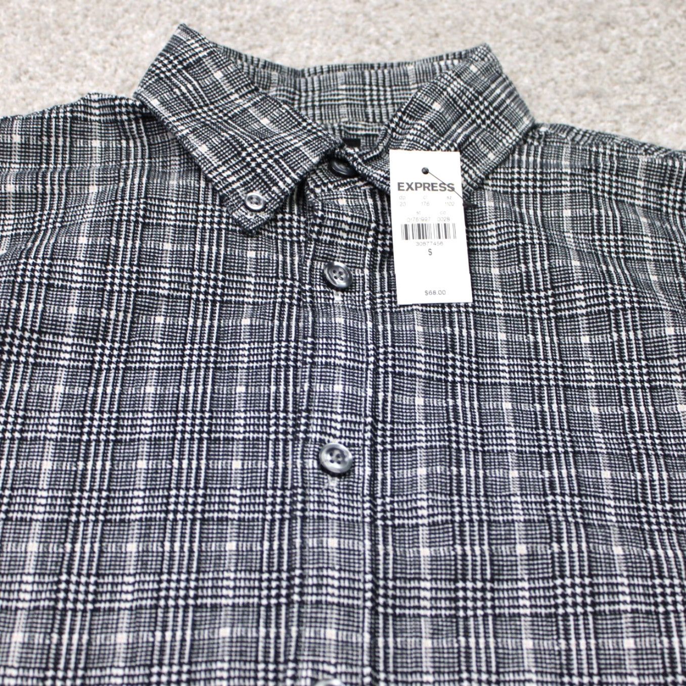 Express Express Shirt Mens Small Black/White Cotton Stretch Long Sleeve Button-Down Shirt Size US S / EU 44-46 / 1 - 5 Thumbnail