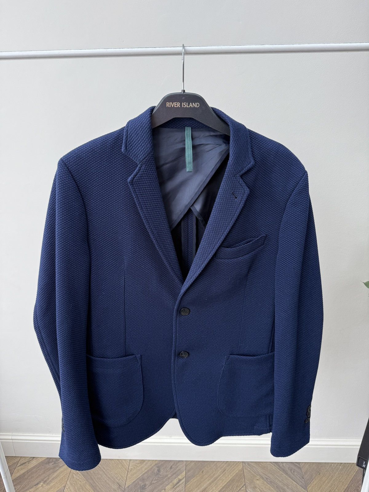 Other Vintage Jean Luc Paris Blue Textured Blazer Size 48R - 3 Thumbnail