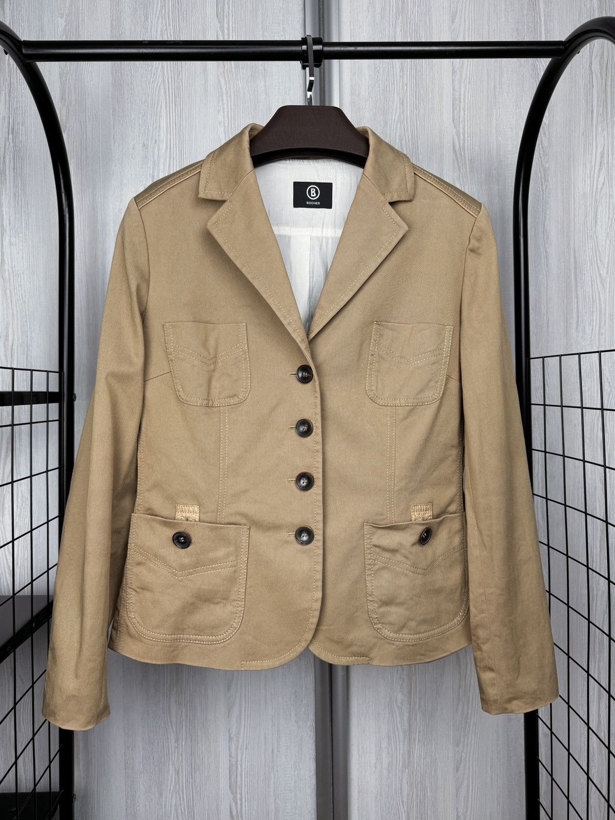 Bogner Bogner beige cotton elbow patches womens blazer basic jacket Size L / US 10 / IT 46 - 2 Thumbnail