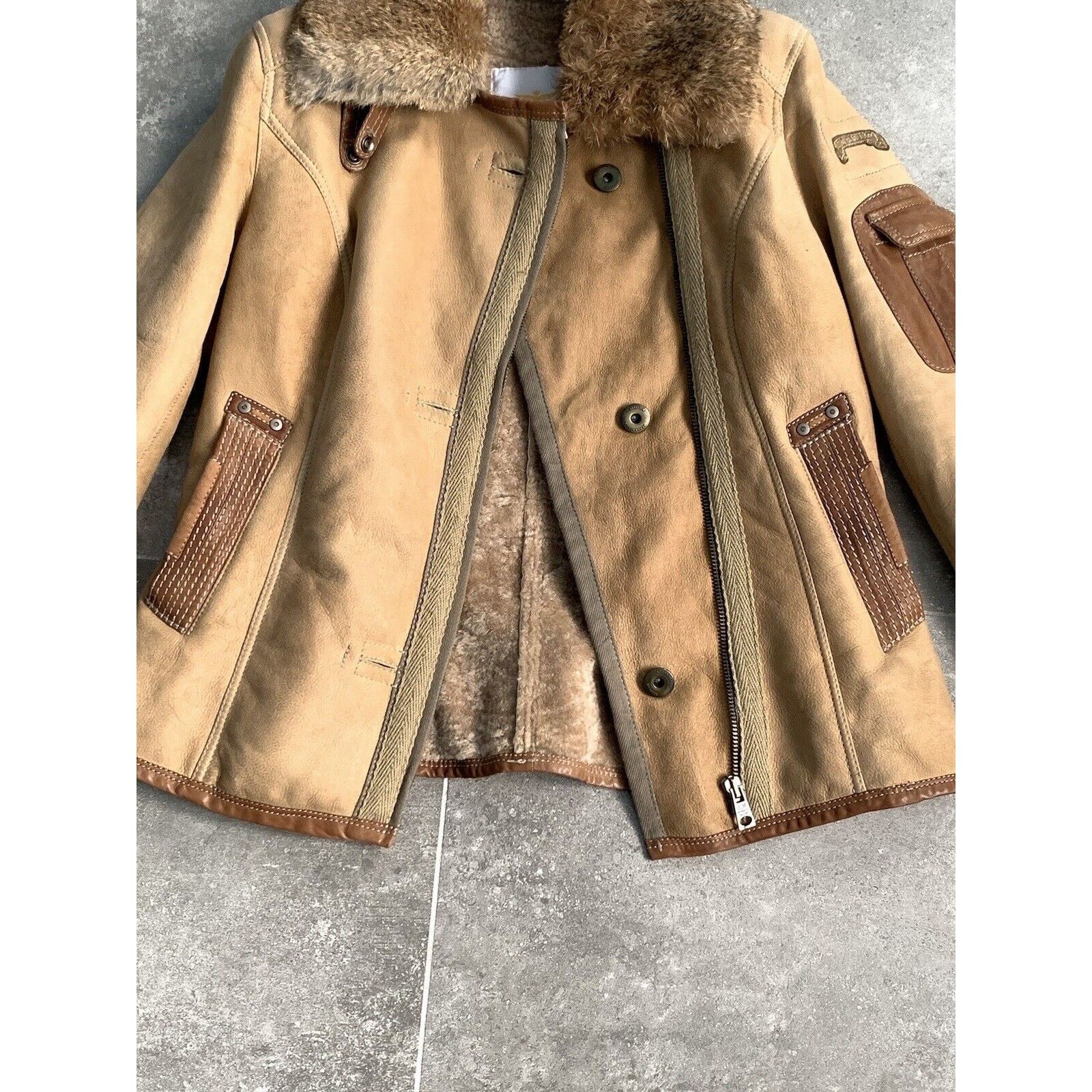 Aeronautica Militare AERONAUTICA MILITARE Sheepskin Fur Biker Jacket Coat IT 42 S Size M / US 6-8 / IT 42-44 - 17 Thumbnail