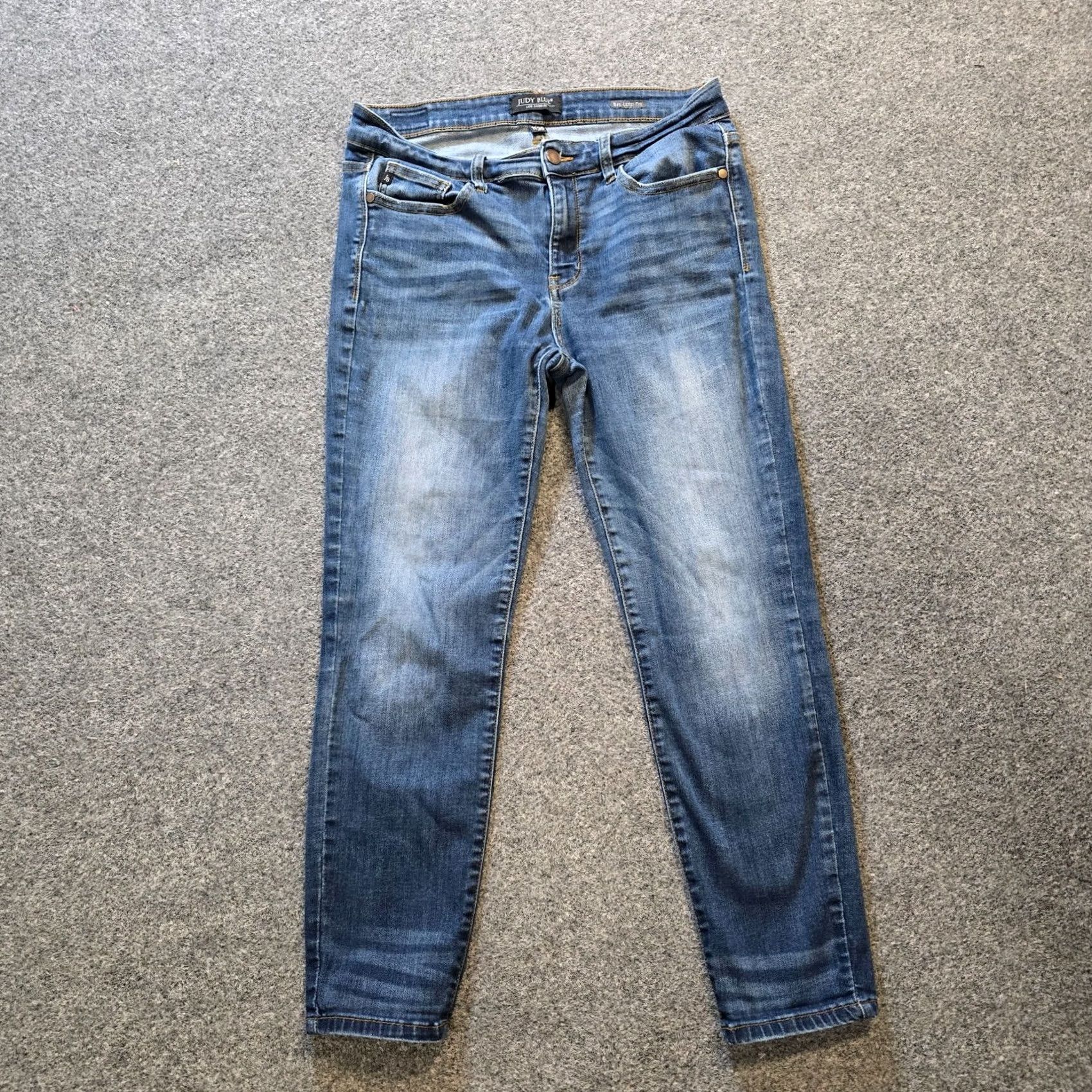 Denime Judy Blue Jeans Women Size 30 Blue Relaxed Crop Jeans 5-Pocket Denim Cotton Polyester Spandex Mid Rise Cropped Stretch Size 30" / US 8 / IT 44 - 2 Thumbnail
