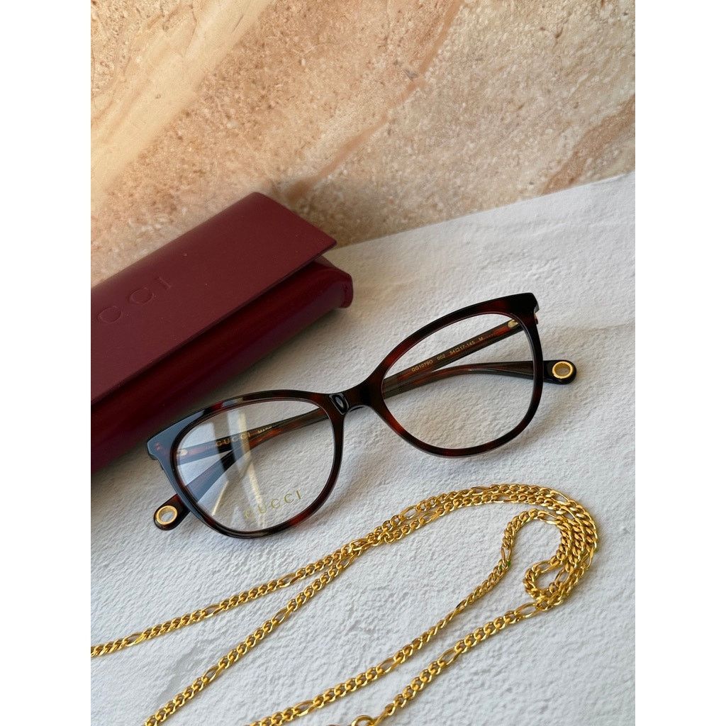 Gucci NEW Gucci GG1079O Brown Chain Cat Eye Eyeglasses Frames $650 Size ONE SIZE - 3 Thumbnail