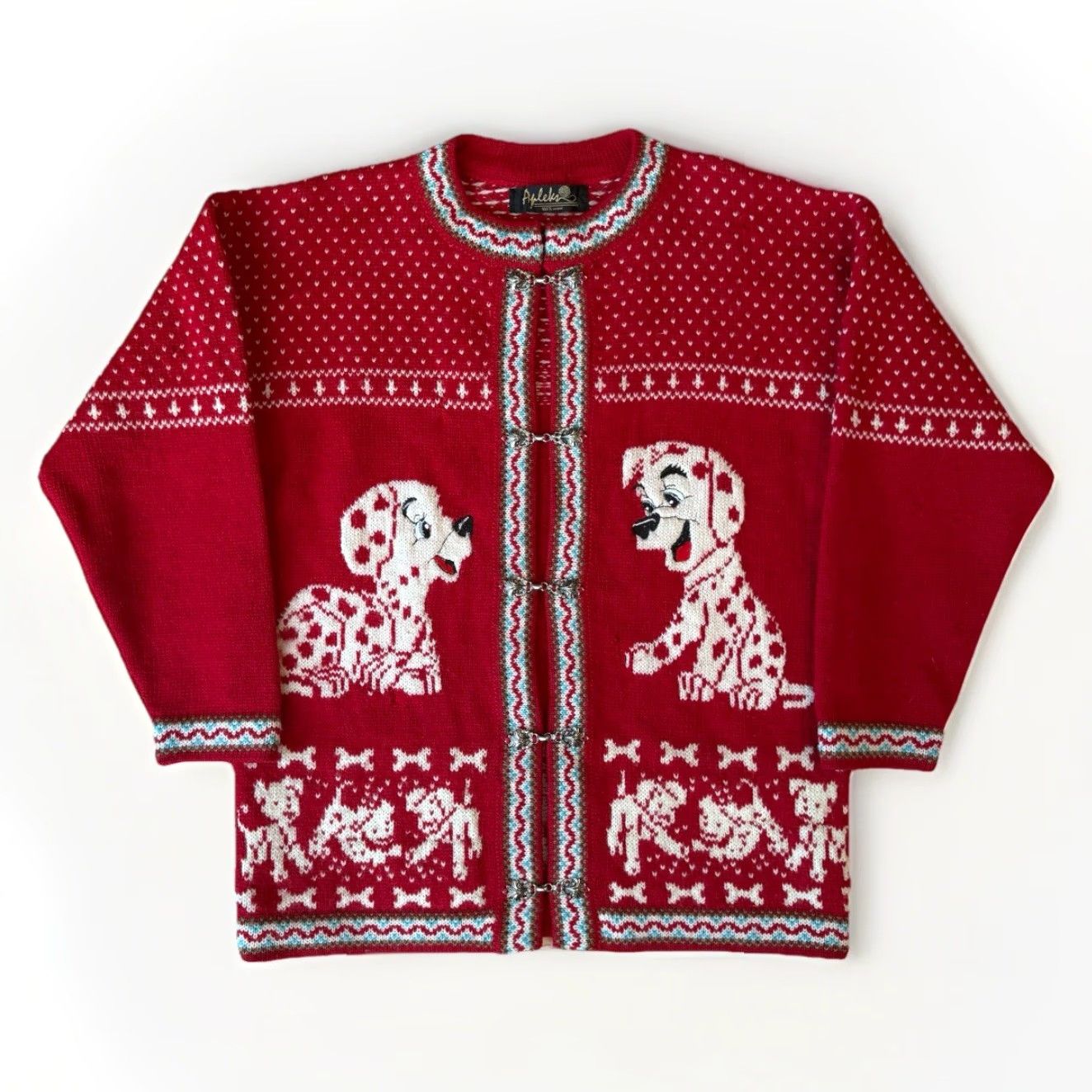 Vintage VINTAGE Dalmatians Cardigan Women's Small Red Wool Nordic Sweater Glam Boho Shirt Size S / US 4 / IT 40 - 2 Thumbnail