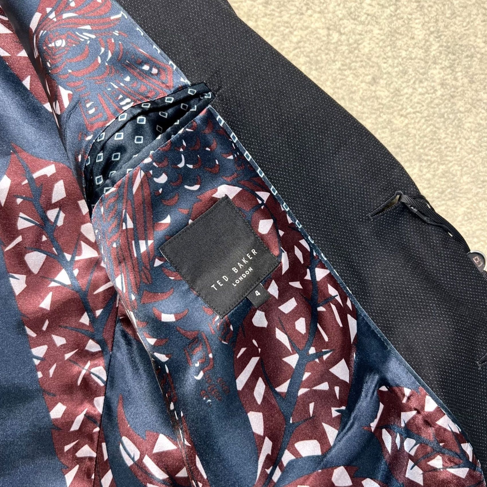 Ted Baker NWT Ted Baker Mens Blazer L Navy Blue Solid Classic Single Breasted Two-Button Tuxedo Size 42R - 6 Thumbnail