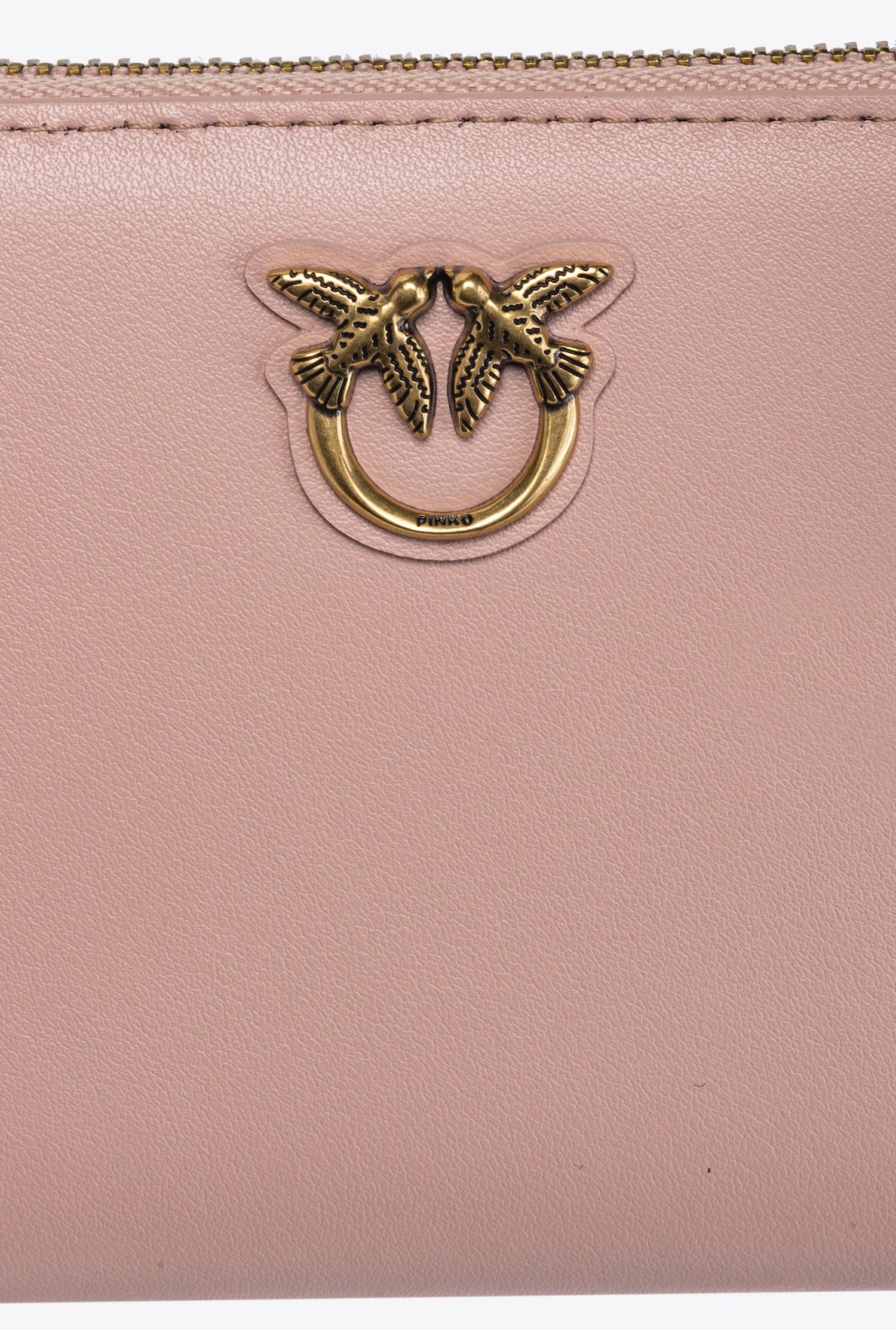 Pinko o1s22i1n0824 Size: OS / Leather Zip-Around Wallet in Pink Size ONE SIZE - 4 Thumbnail