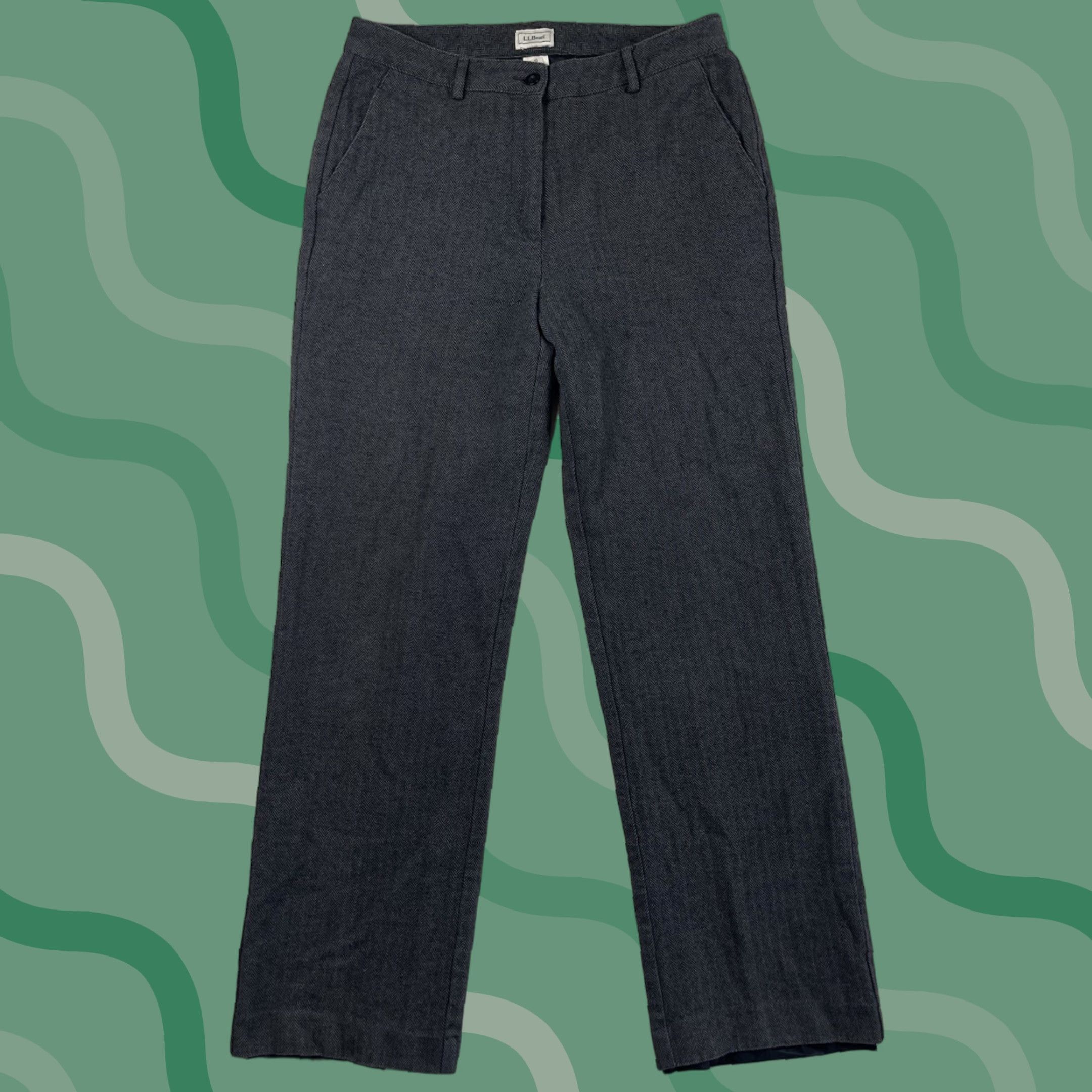 Vintage LL Bean Women’s Dress Pants Herringbone Straight Leg Lined Sz 10 Inseam 30” Grey Size 32" / US 10 / IT 46 - 1 Thumbnail