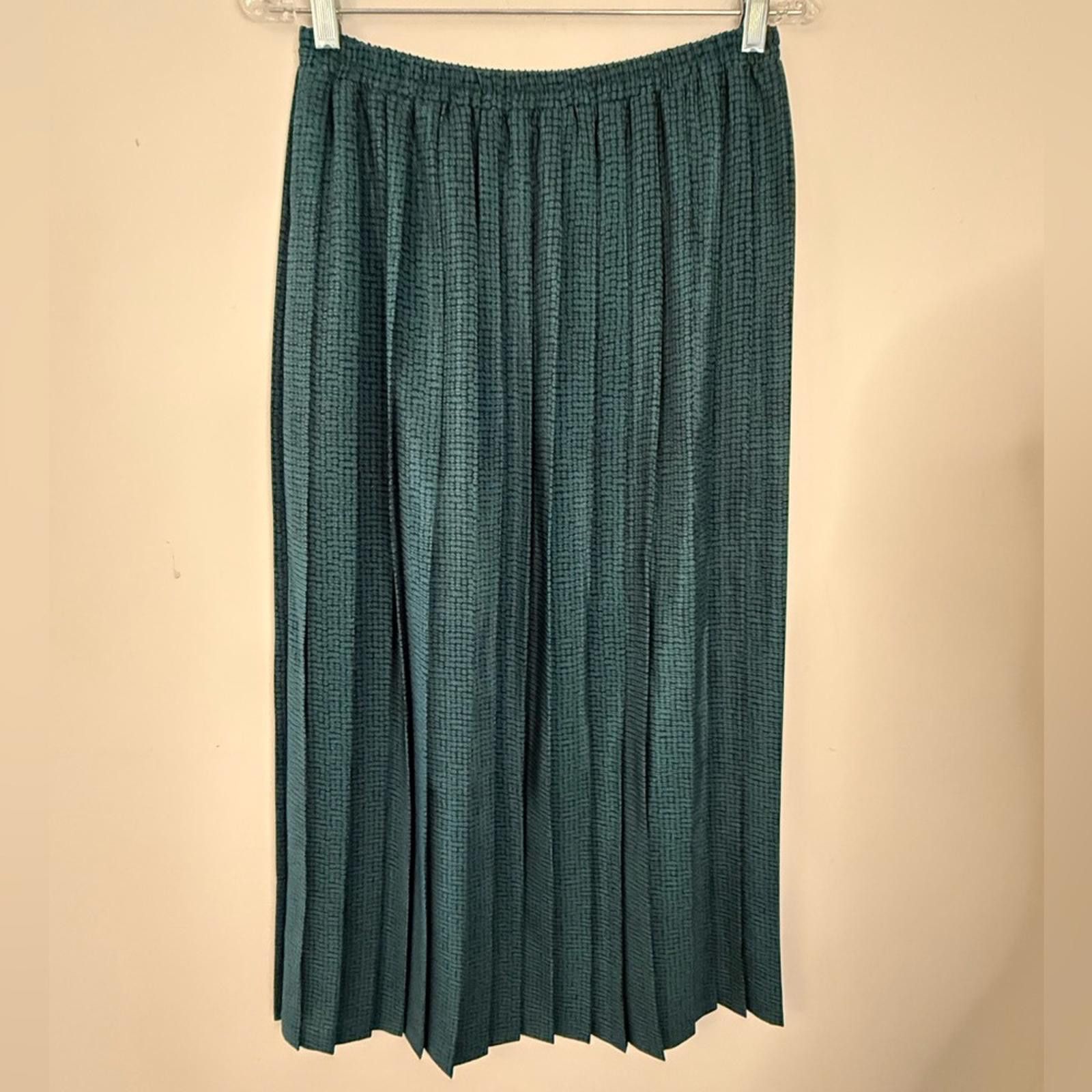 Other Leslie Fay vintage green black pleated midi skirt SZ 8 Size 30" / US 8 / IT 44 - 2 Thumbnail