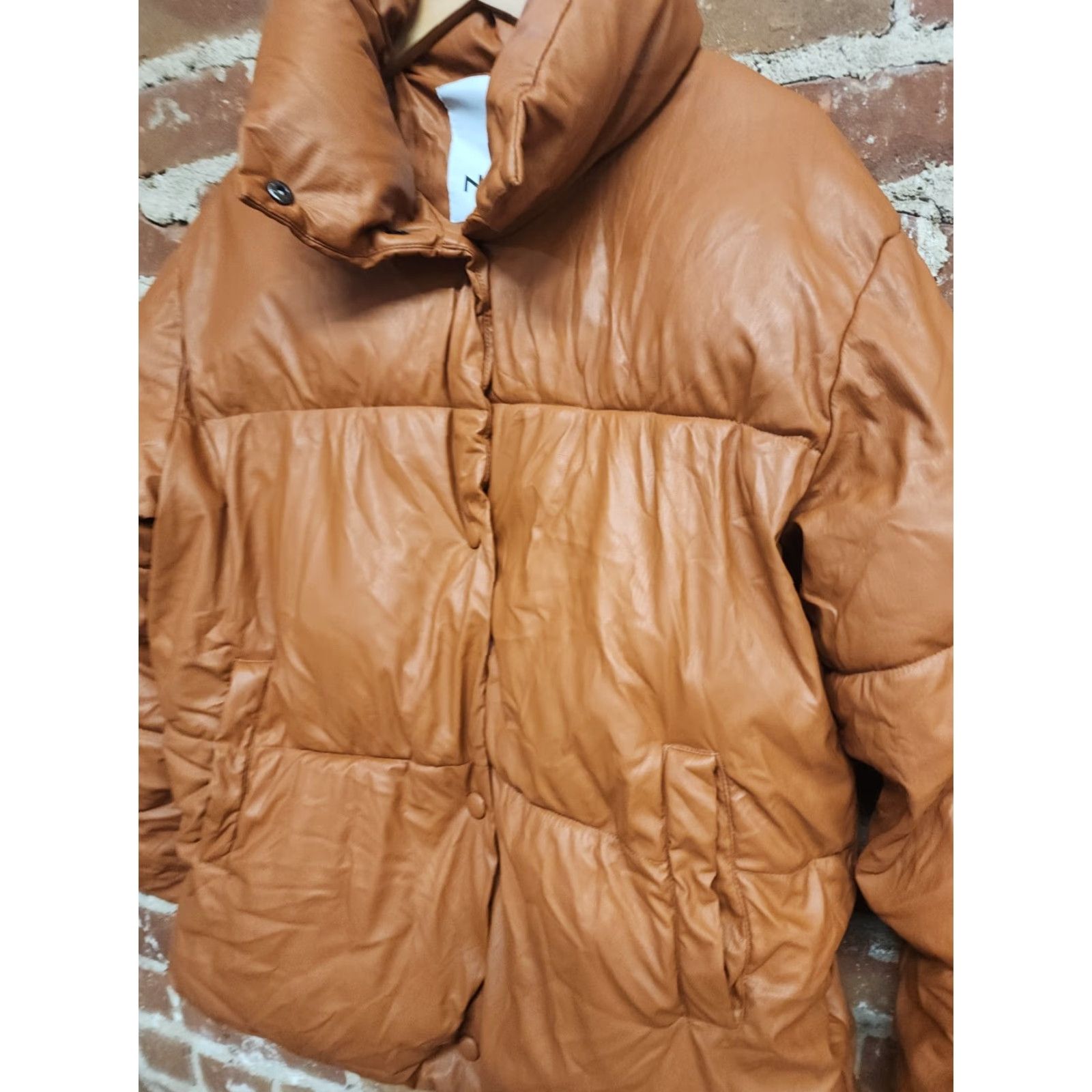 NVLTY NVLT Women’s Orange Puffer Jacket Long Sleeve Button Closure Mock Neck Size S/Small | Women | Orange | Puffer Jacket Size S / US 4 / IT 40 - 3 Thumbnail