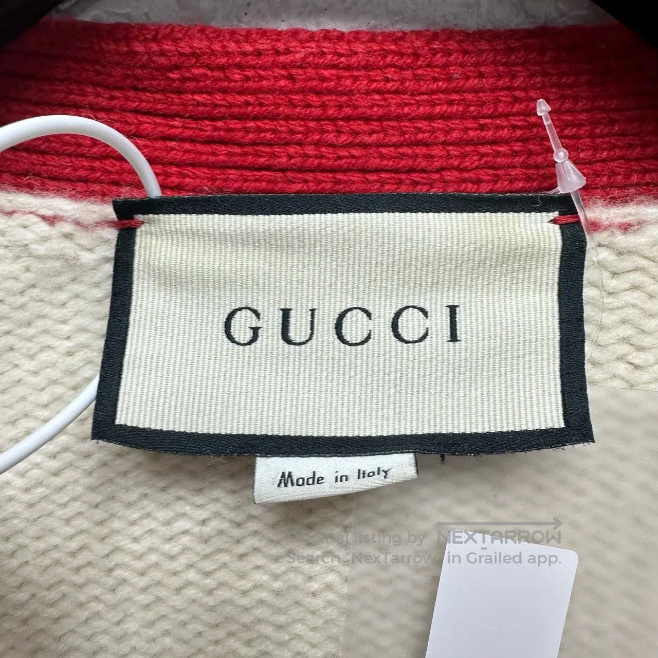 Gucci Guicci White letter pattern embroidered wool cardigan Size S / US 4 / IT 40 - 3 Thumbnail