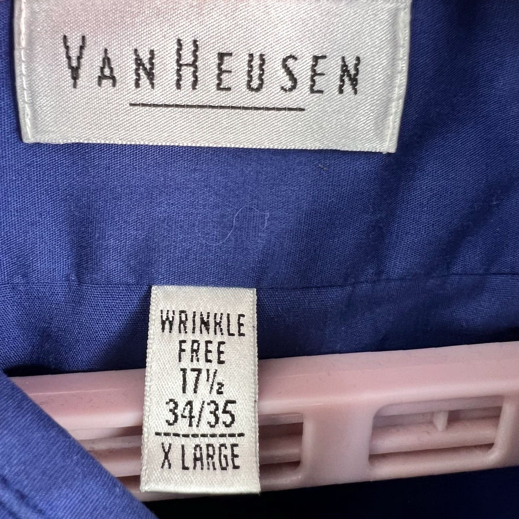 Van Heusen Van Heusen Button-Up Shirt Mens 17.5 / 35 Blue Long Sleeve Wrinkle Free Casual Size US XL / EU 56 / 4 - 4 Thumbnail