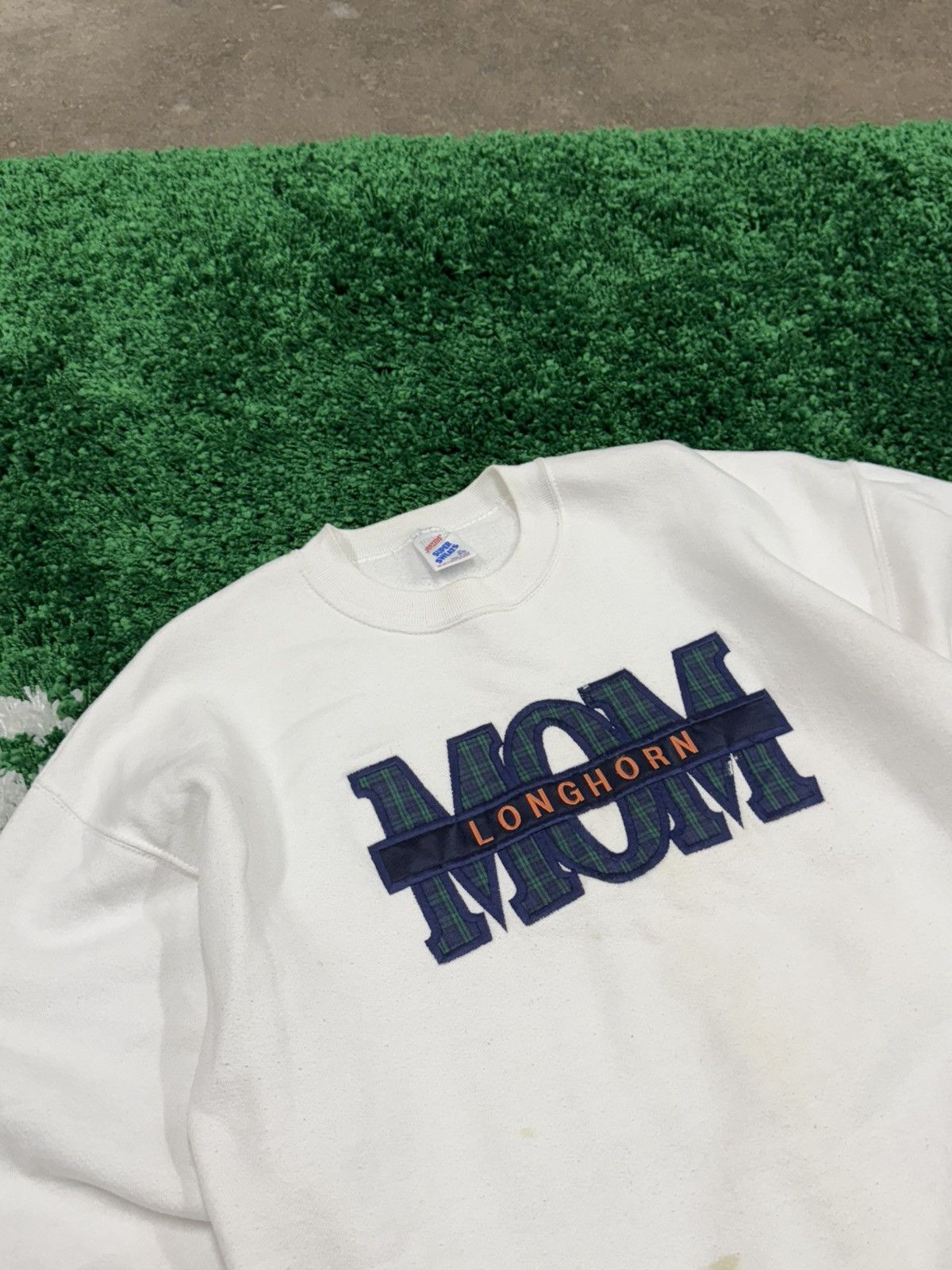 Jerzees × Vintage Vintage "Longhorn Mom" Plaid Logo Sweatshirt 90s 80s XL Size US XL / EU 56 / 4 - 2 Thumbnail