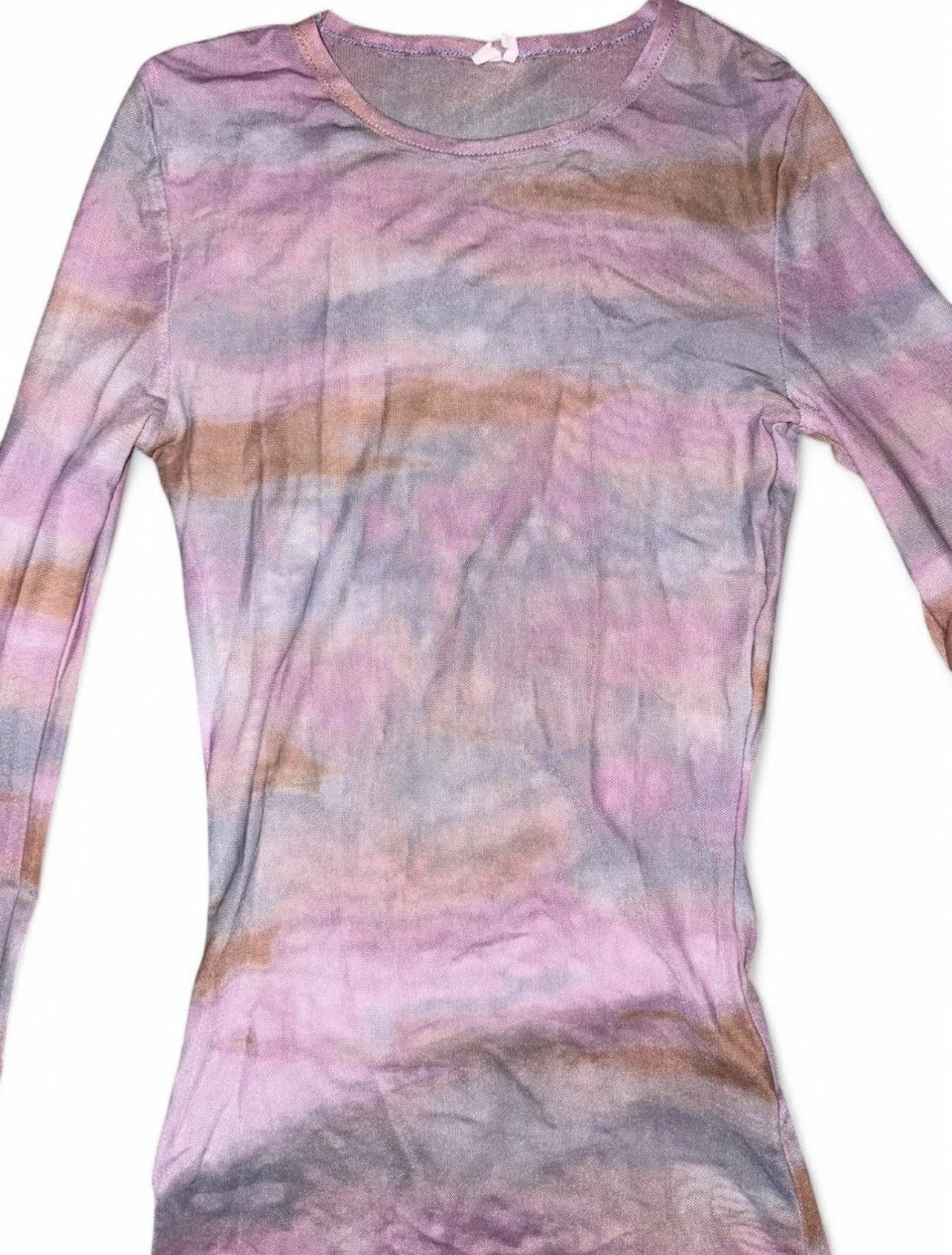 Urban Outfitters Pink & Purple Sheer Long Sleeve Top Size XS / US 0-2 / IT 36-38 - 2 Thumbnail
