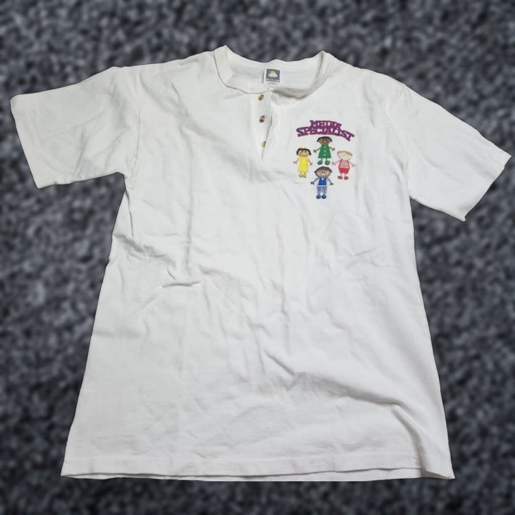 Vintage VINTAGE Cotton Deluxe Mens M Heavyweight Short Sleeve Henley T Shirt White Distressed Size US M / EU 48-50 / 2 - 1 Thumbnail