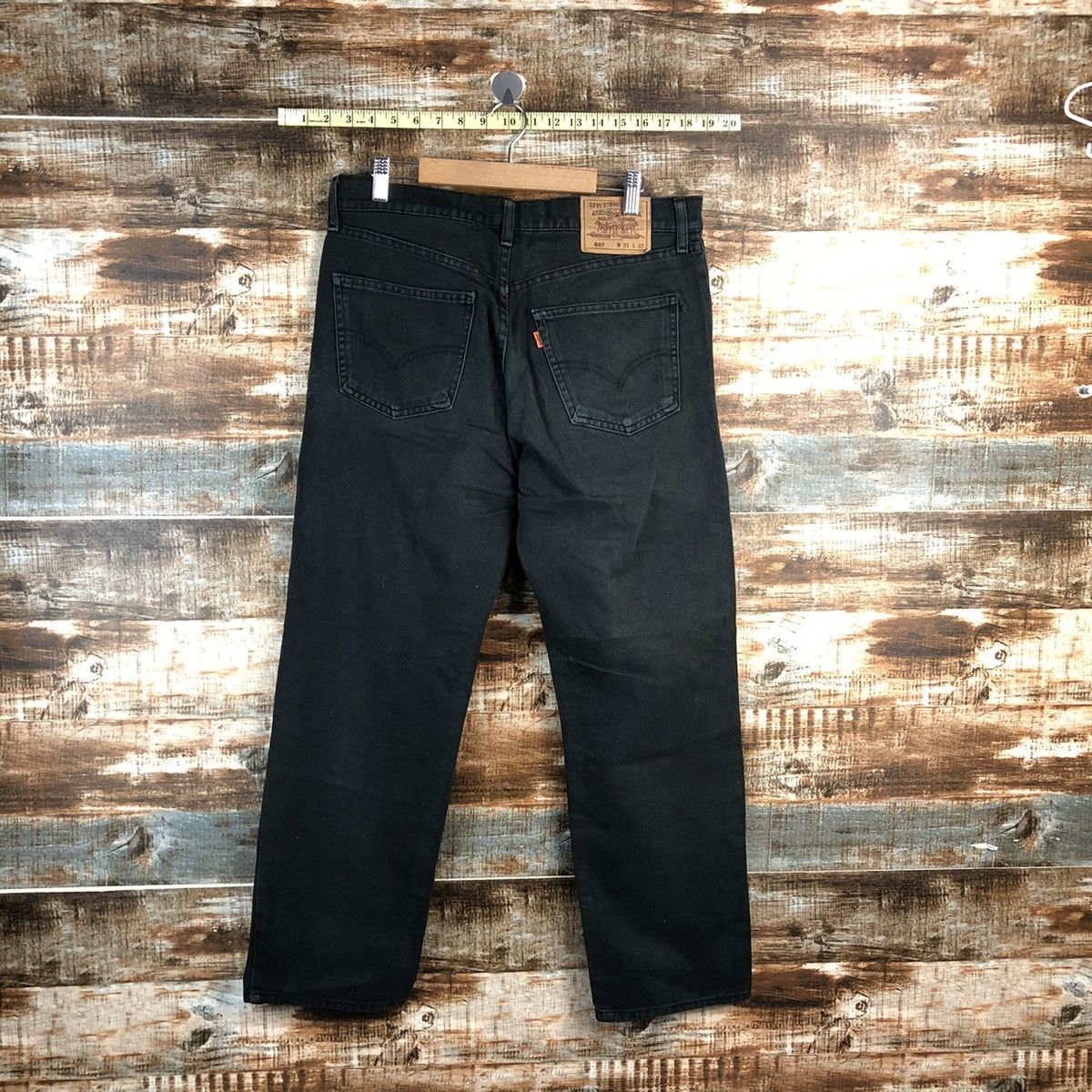 Levi's Levis 607 orange tag Black Denim jeans Pants #A2611 Size US 33 - 12 Thumbnail