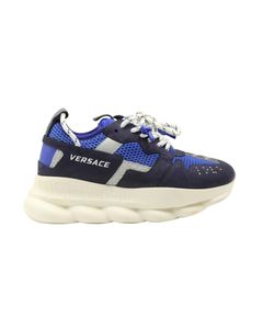 Versace White/Grey Mesh And Nubuck Leather Chain Reaction Sneakers Size 44  Versace