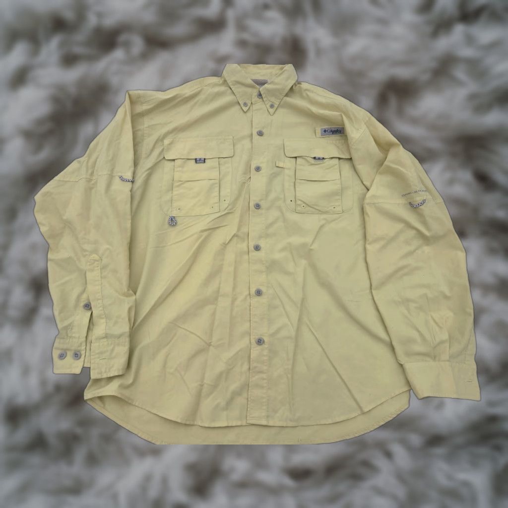Vintage VINTAGE Columbia PFG Fishing Shirt Mens XL Yellow Long Sleeve Button-Up Omnishade breathable pocketed Size US XL / EU 56 / 4 - 1 Thumbnail