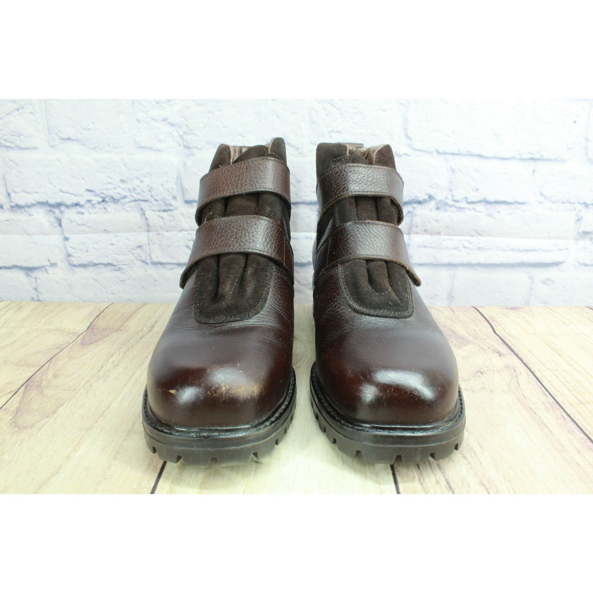 L.L. Bean × Leather LL Bean Leather Hook Loop Lug Sole Wool Lined Ankle Booties Size US 10 / IT 40 - 4 Thumbnail