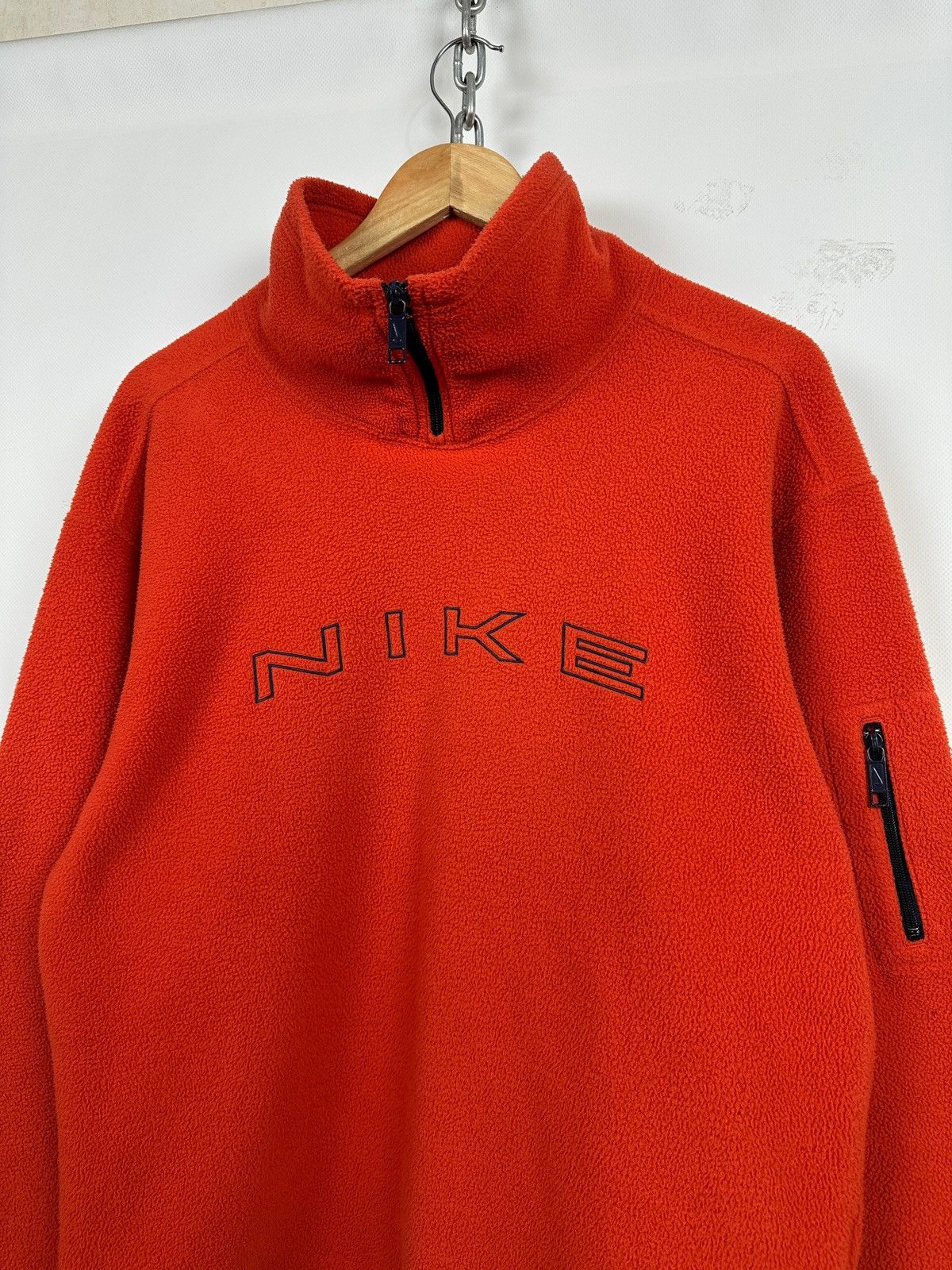 Nike 90s Vintage Nike Center Big Logo Fleece Half Neck Jacket Size US S / EU 44-46 / 1 - 5 Thumbnail