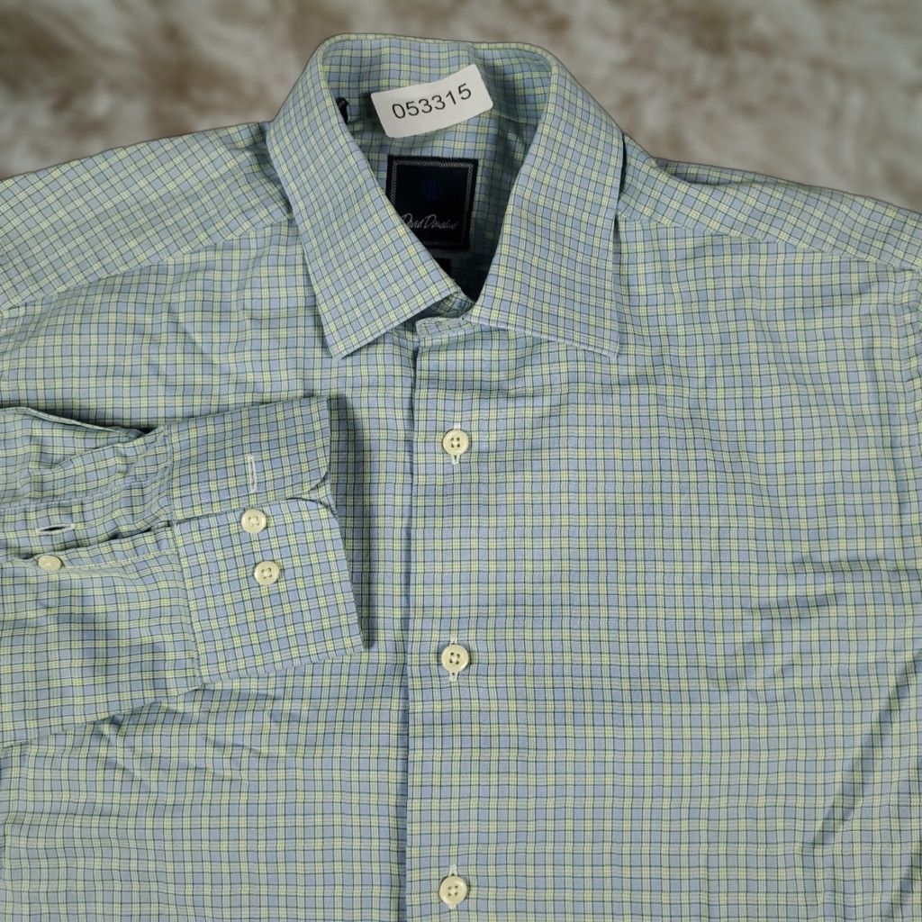 David Donahue David Donahue Mens Shirt Size 16 Blue Plaid Dress Button Up Long Sleeve Size 42R - 1 Thumbnail