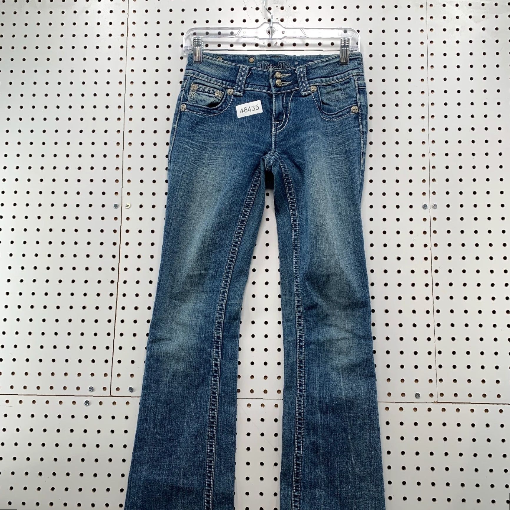 Miss Me Miss Me Jeans Womens Bootcut Denim Size 25 Blue Embellished Stretch 5-Pocket Flap Pocket Y2K Size 42" / US 20 - 3 Thumbnail