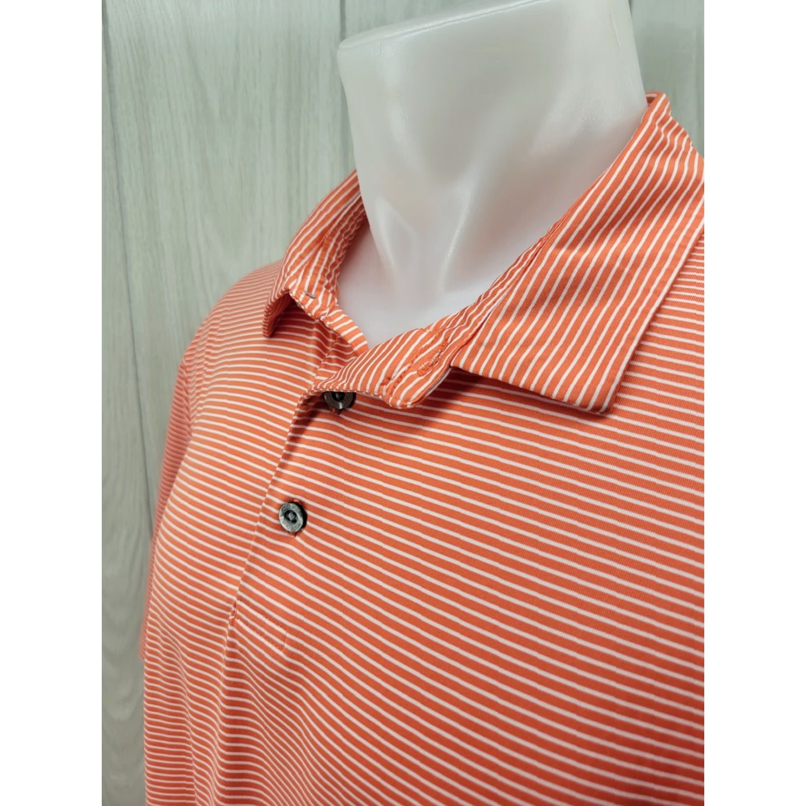PGA Tour PGA TOUR Polo Shirt Mens XL Orange Striped 100% Polyester Golf Logo Shirt Size US XL / EU 56 / 4 - 3 Thumbnail