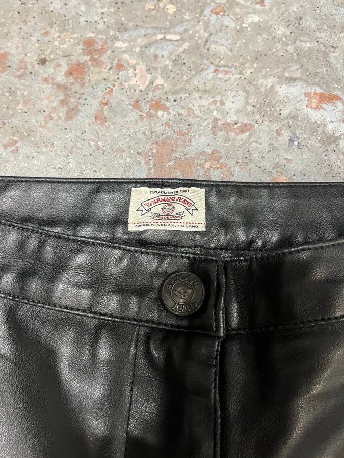 Armani × Vintage 2000s Armani Black Leather Pants Size US 30 / EU 46 - 9 Thumbnail