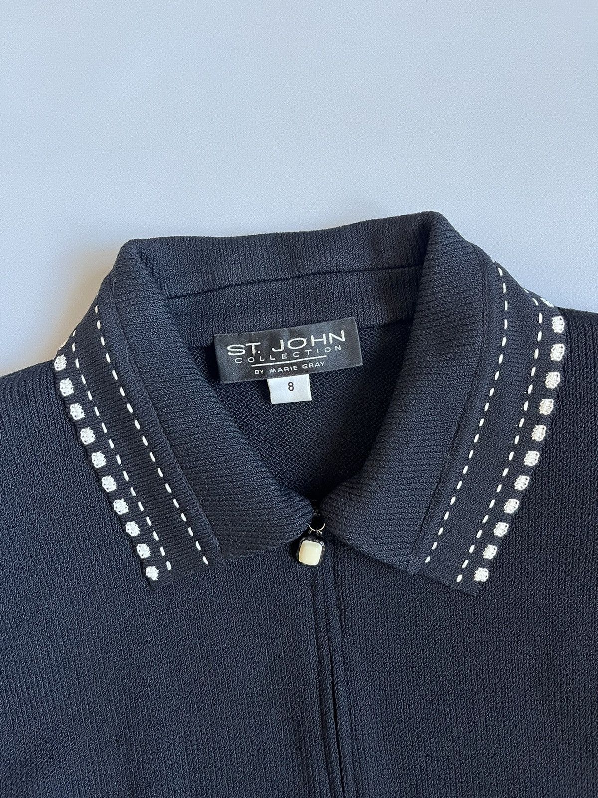 St. John ST.JOHN Collection Marie Gray Knit Wool Viscose Zip Jacket Size M / US 6-8 / IT 42-44 - 2 Thumbnail
