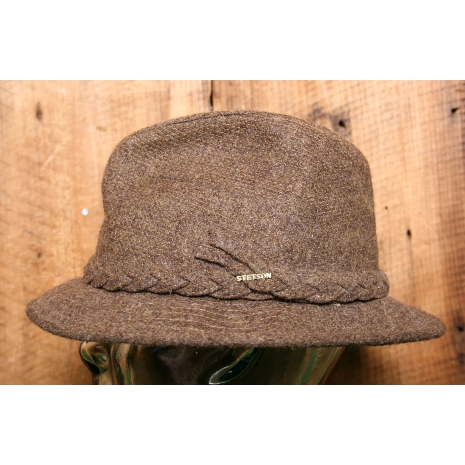 Stetson VINTAGE Stetson Fedora Hat Wool Tweed 100% Wool Brown Sz. 7 1/4 Men Adult Mens 90s Size ONE SIZE - 5 Thumbnail
