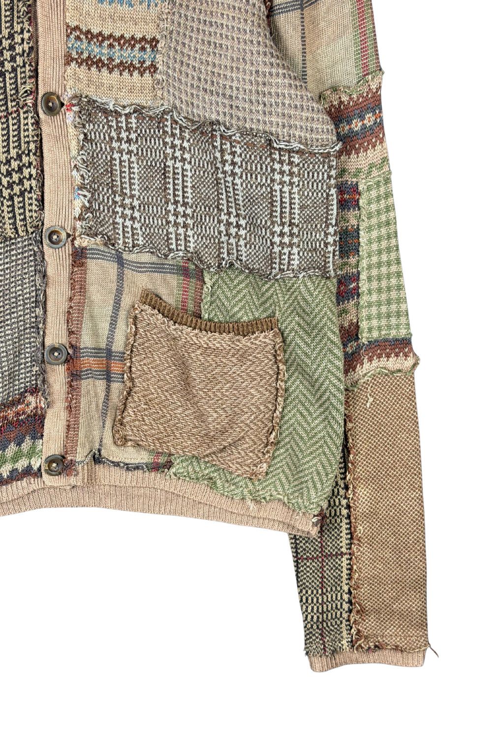 Polo Ralph Lauren ss05 Ralph Lauren Patchwork Tweed Cardigan – Early 2000s Size US L / EU 52-54 / 3 - 7 Thumbnail