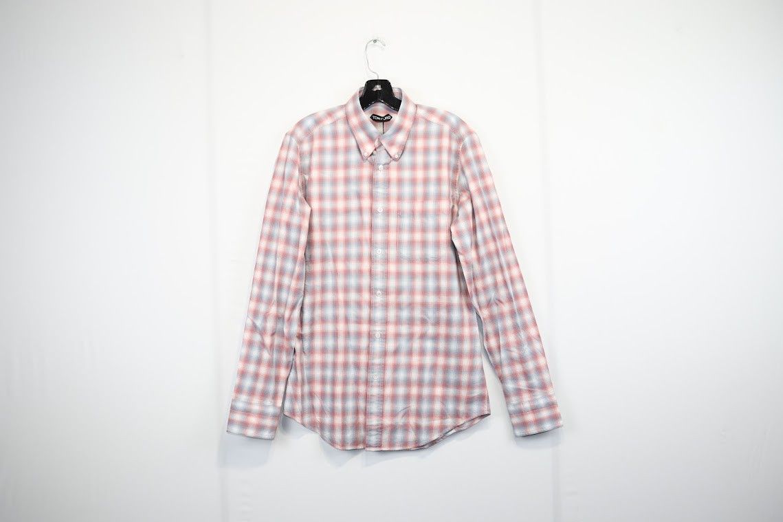 image of Tom Ford O1Rshd1 Box / Checker Classic Button Up In Multicolor, Men's (Size Small)