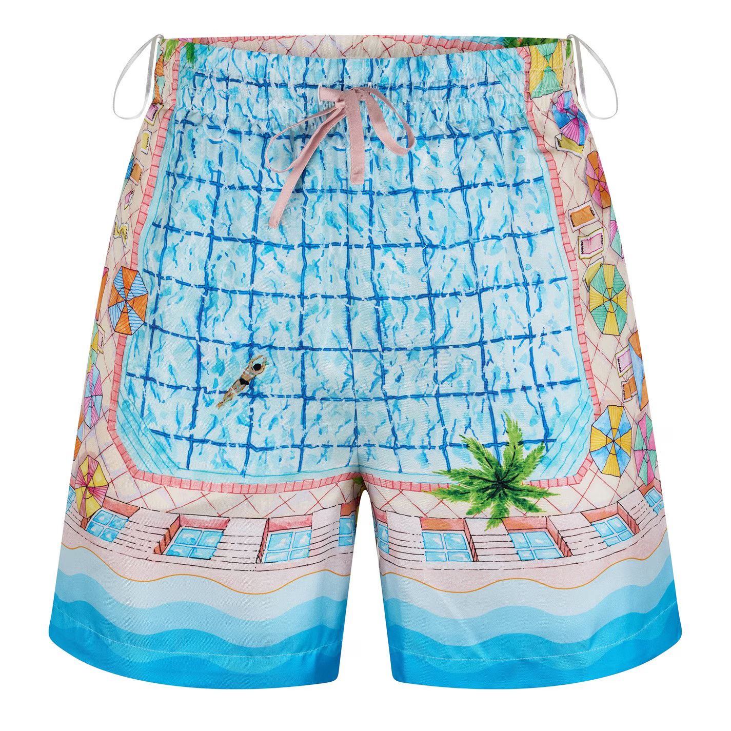 Casablanca os11x0725 The Dive Graphic Silk Shorts in Multicolor Size US 34 / EU 50 - 1 Thumbnail