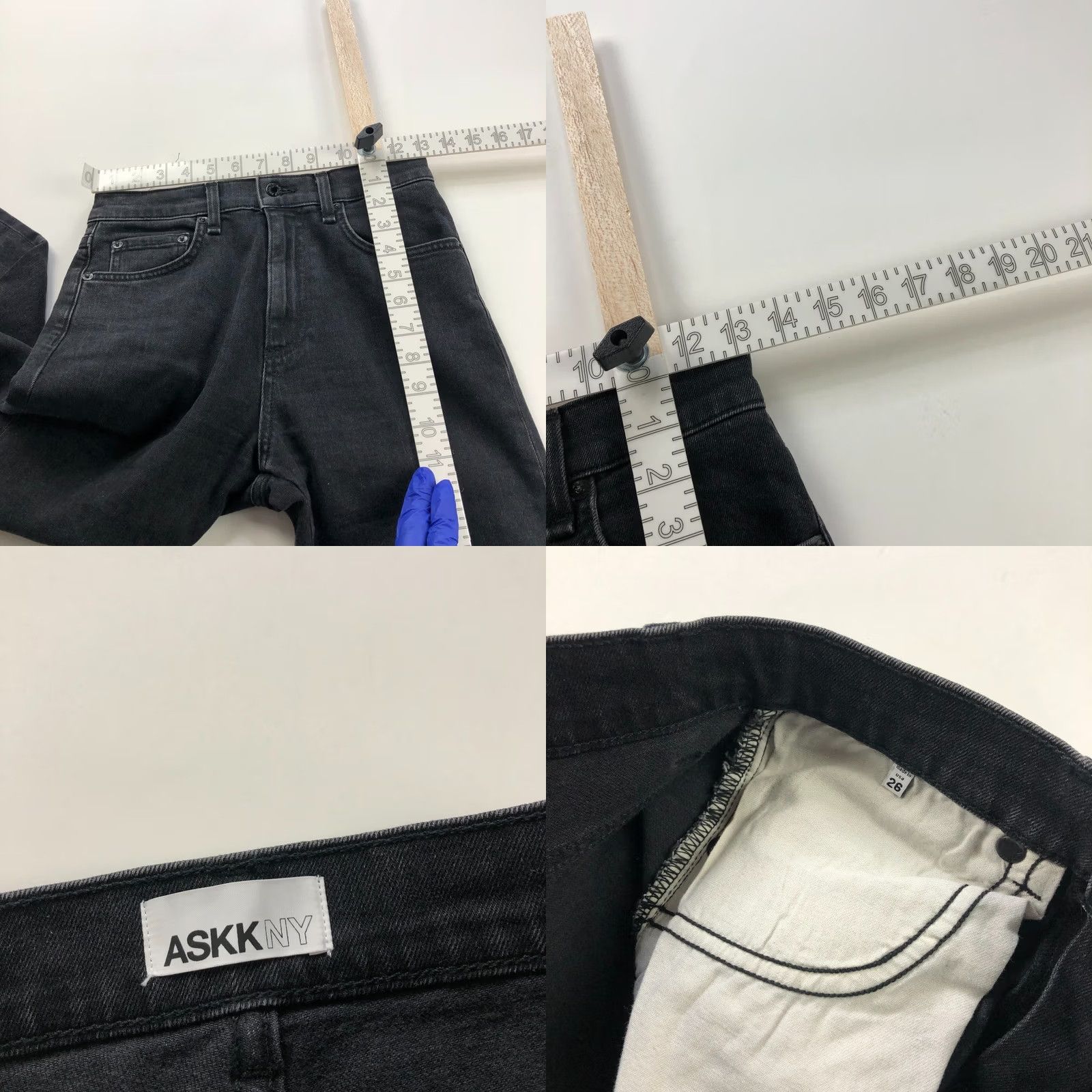 Vintage Askk NY Flare Jeans High Rise 26 Black 28L Festival Button Pockets 5-Pocket Denim Women XS? Size 26" / US 2 / IT 38 - 8 Thumbnail