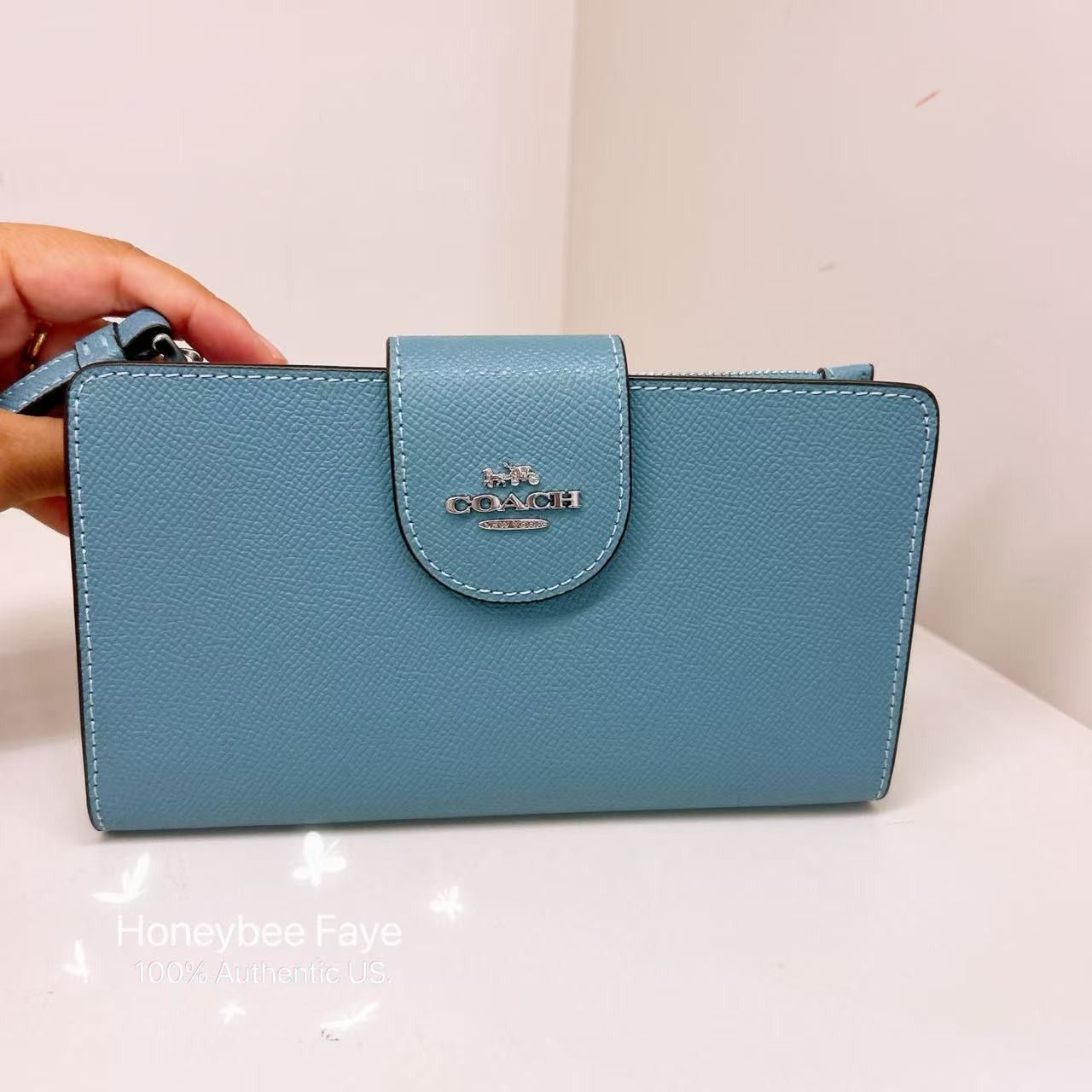Coach Phone Wallet CS441 crossgrain leather/Sv/Bluebell Size ONE SIZE - 2 Thumbnail