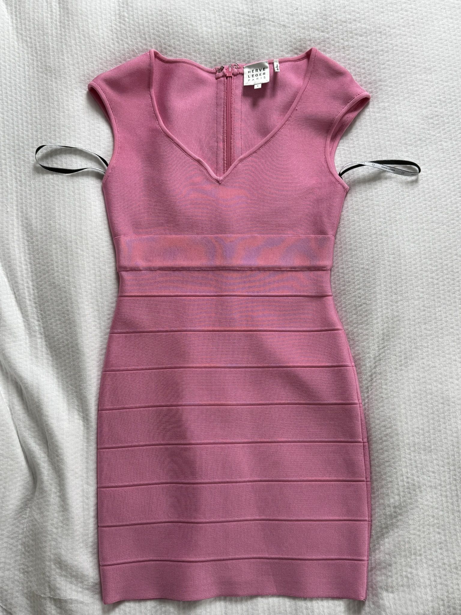 Herve Leger Pink Plunging Neck Sleeveless Mini Bandage Dress Size S / US 4 / IT 40 - 1 Thumbnail