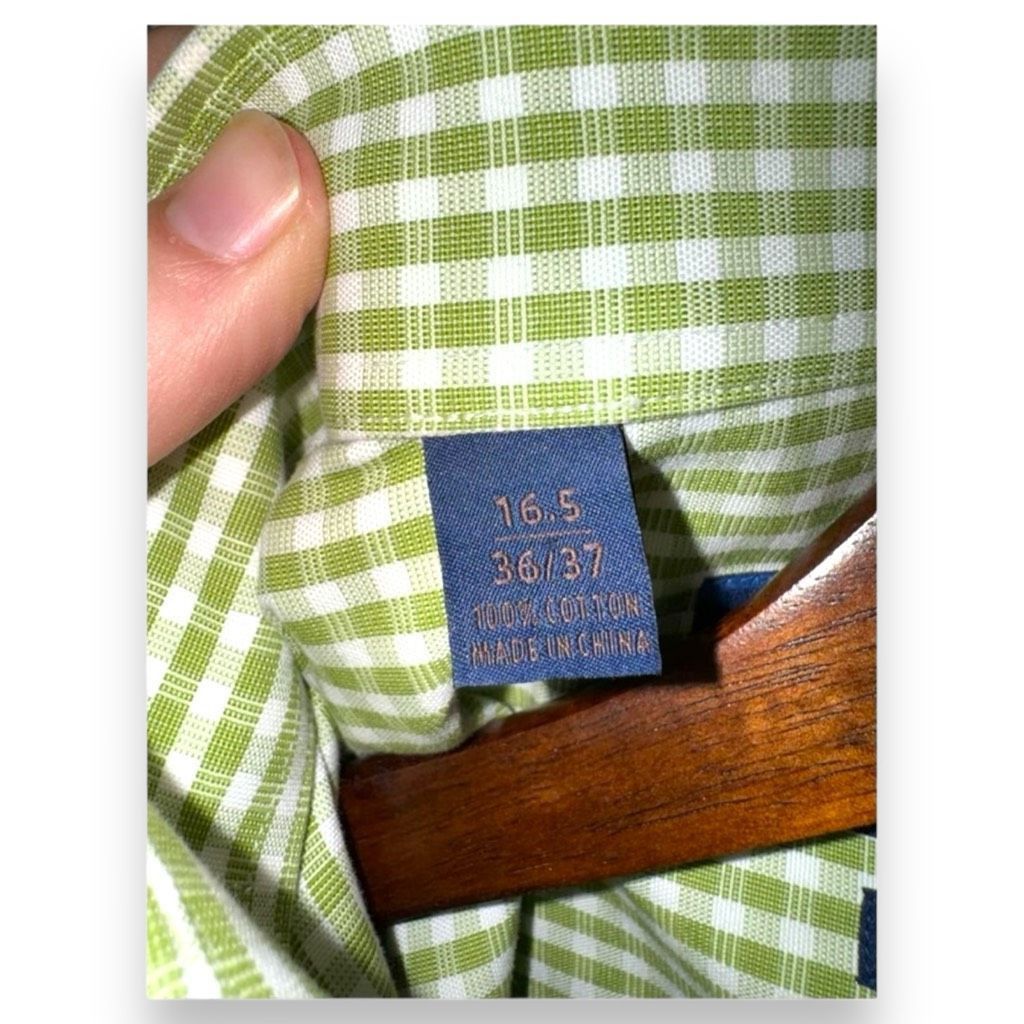 David Donahue David Donahue Green Check Trim Fit Dress Shirt Size L 16.5 3 Size US L / EU 52-54 / 3 - 3 Thumbnail