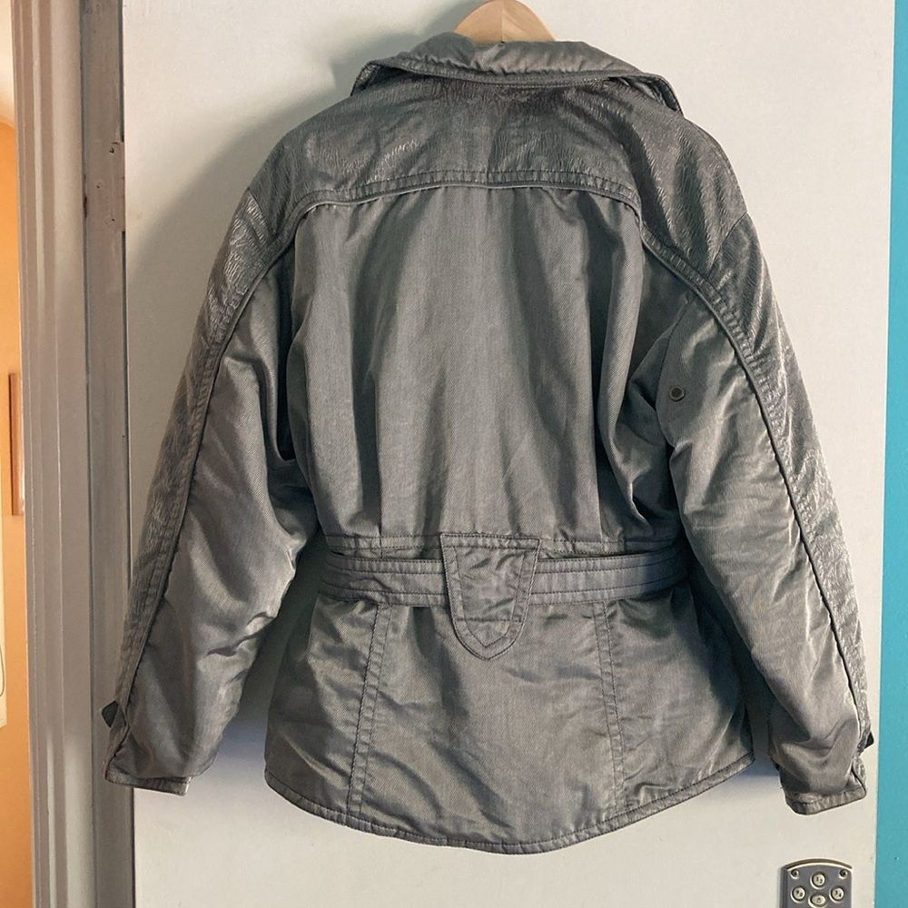 Emmett EMMEGI Womens Size 38 Silver Ski Jacket Belted Zip & Snap Fr Size M / US 6-8 / IT 42-44 - 3 Thumbnail