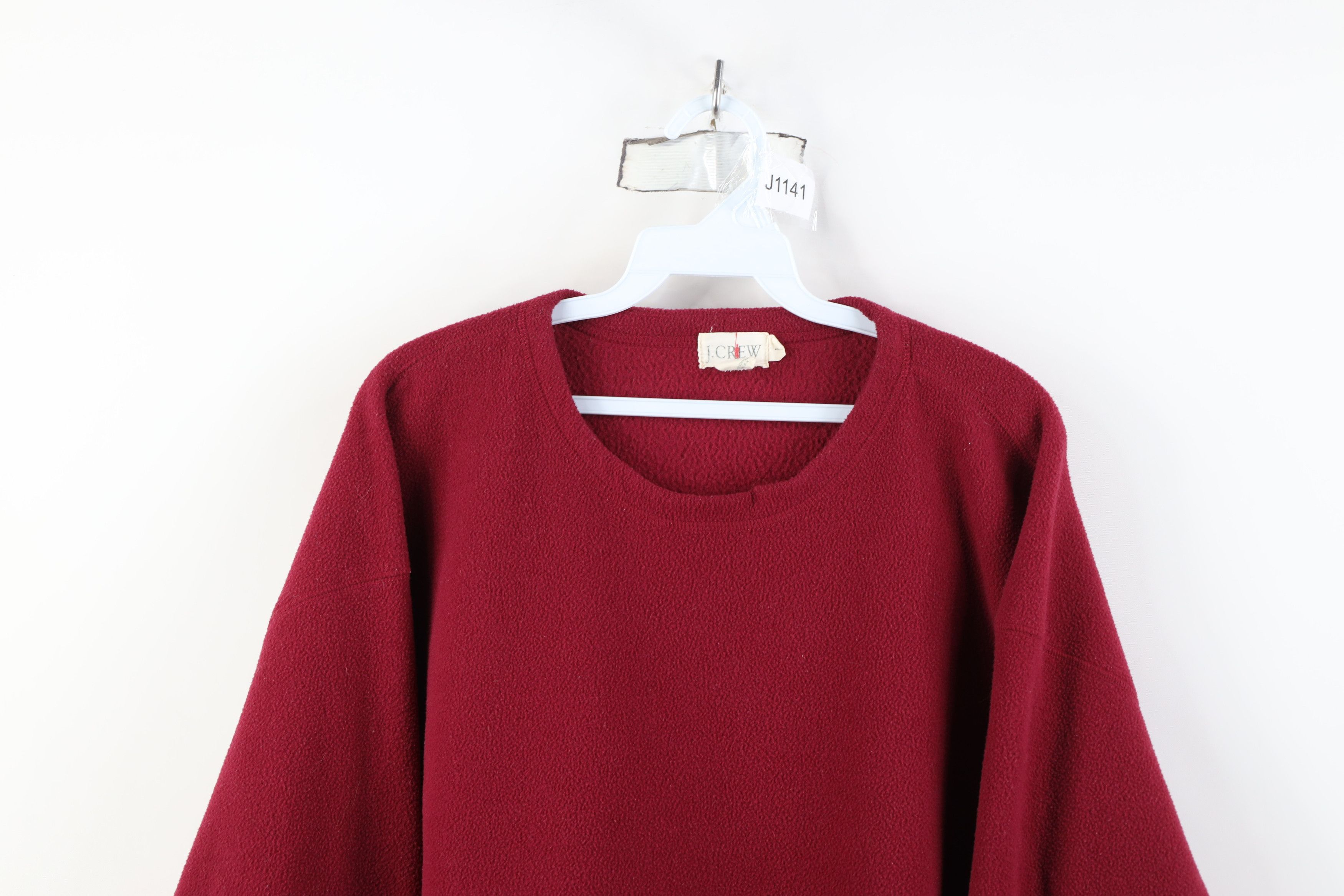 J.Crew Vintage 90s J Crew Blank Boxy Fit Fleece Sweater Red USA Size US L / EU 52-54 / 3 - 2 Thumbnail