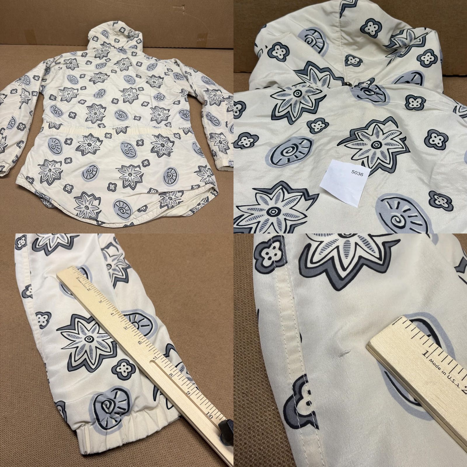 Vintage LL Bean Jacket Womens Small White Floral Print Hooded Anorak Insulated Nylon Size S / US 4 / IT 40 - 9 Thumbnail