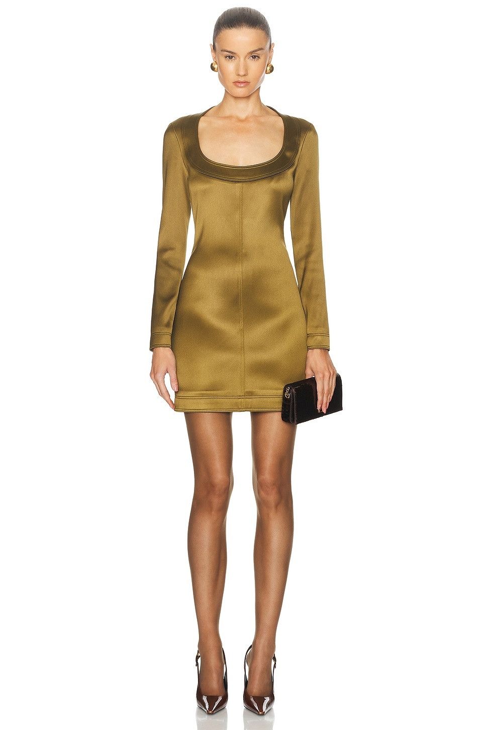 Saint Laurent Paris o1s1wg110625 786465 Décolleté Dress in Stretch Duchess Silk Size S / US 4 / IT 40 - 2 Thumbnail
