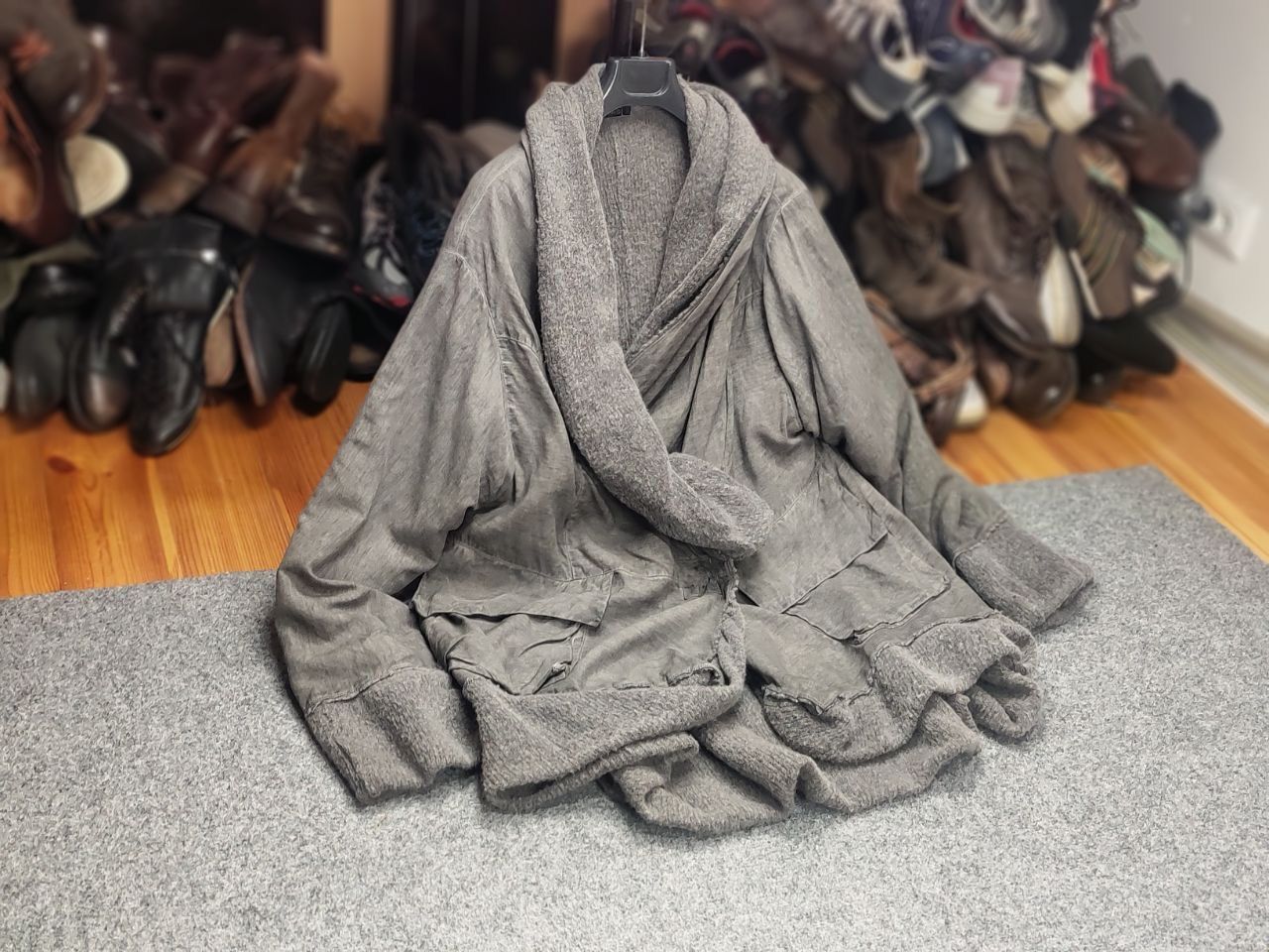 Other Grizas Design Garment Dyed Gray Oversized Jacket Silk Wool Size M / US 6-8 / IT 42-44 - 19 Thumbnail