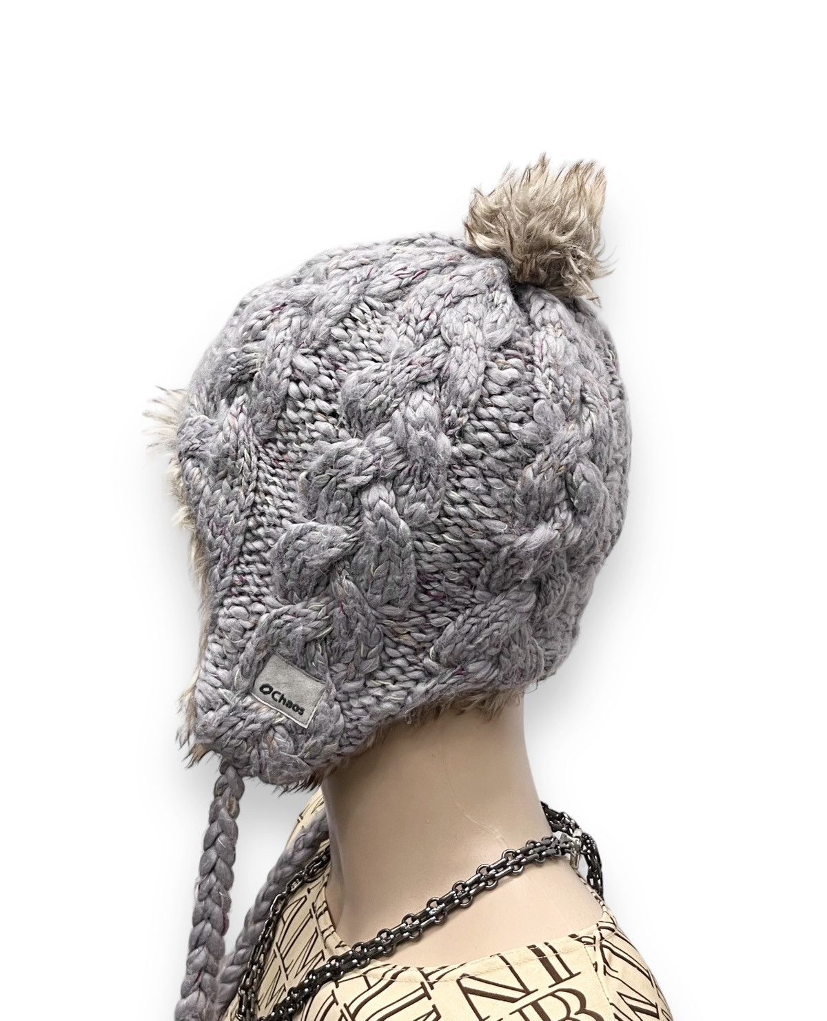 Montbell 🔥Vtg MONTBELL Bold Knitted Fur Ear Flap Beanie Vivienne Size ONE SIZE - 5 Thumbnail