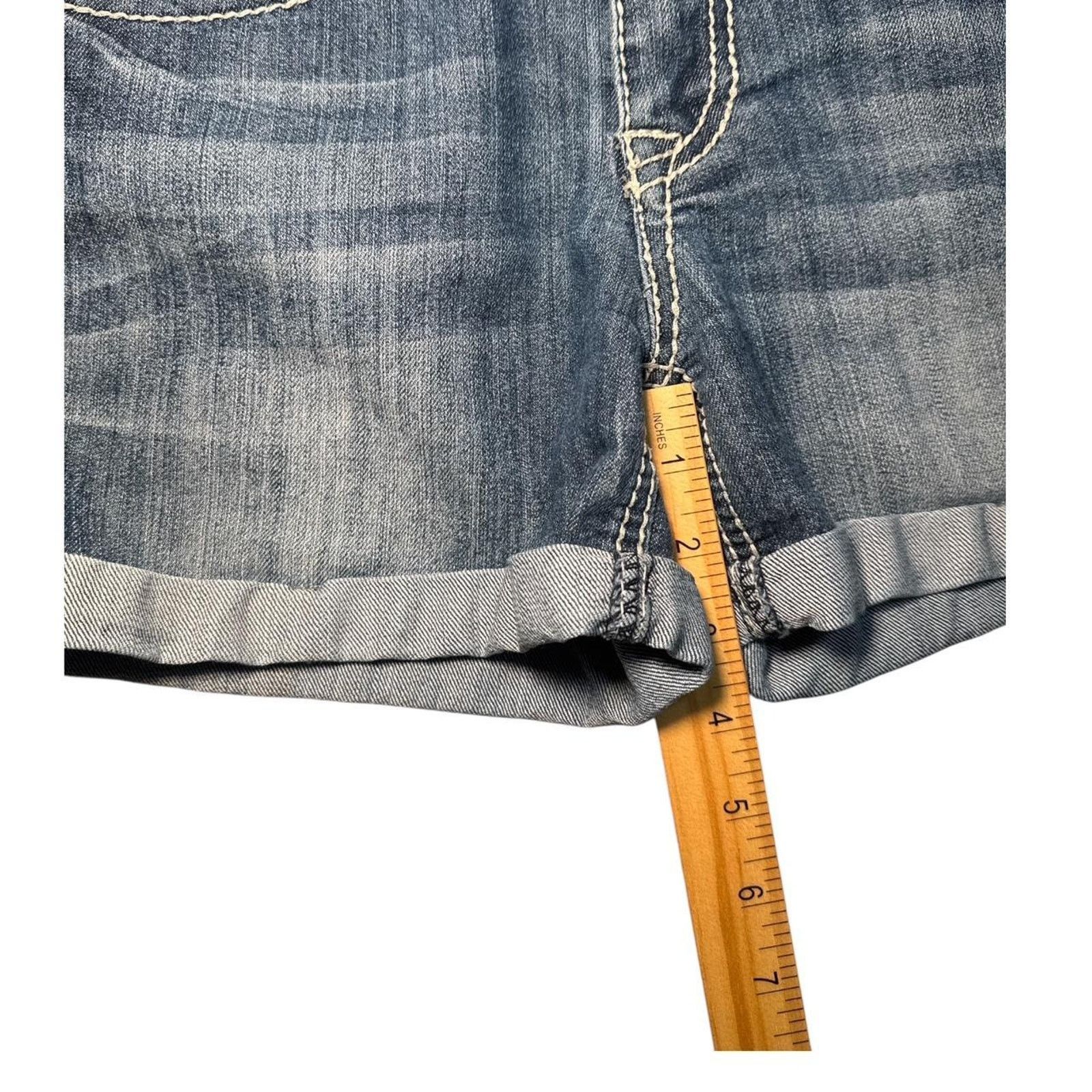 Earl Jeans Earl Jean Denim Shorts – Blue Y2K Embroidered Cuffed Bling Size 27" / US 4 / IT 40 - 5 Thumbnail