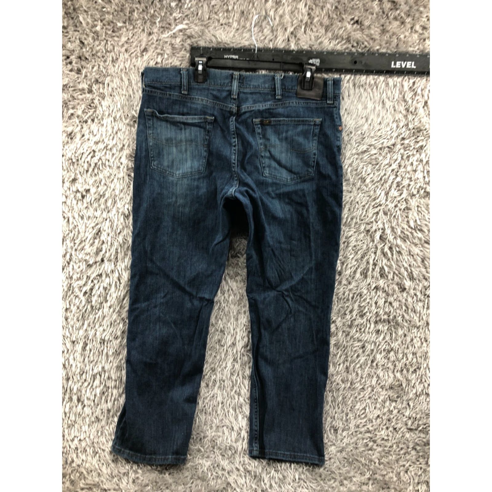 Lee Lee Jeans Regular Straight Mens Mid Rise Medium Wash Blue 38x29 5-Pocket Denim Cotton Blend Belt Loops Classic Fit Vintage No N/A Size US 38 / EU 54 - 5 Thumbnail