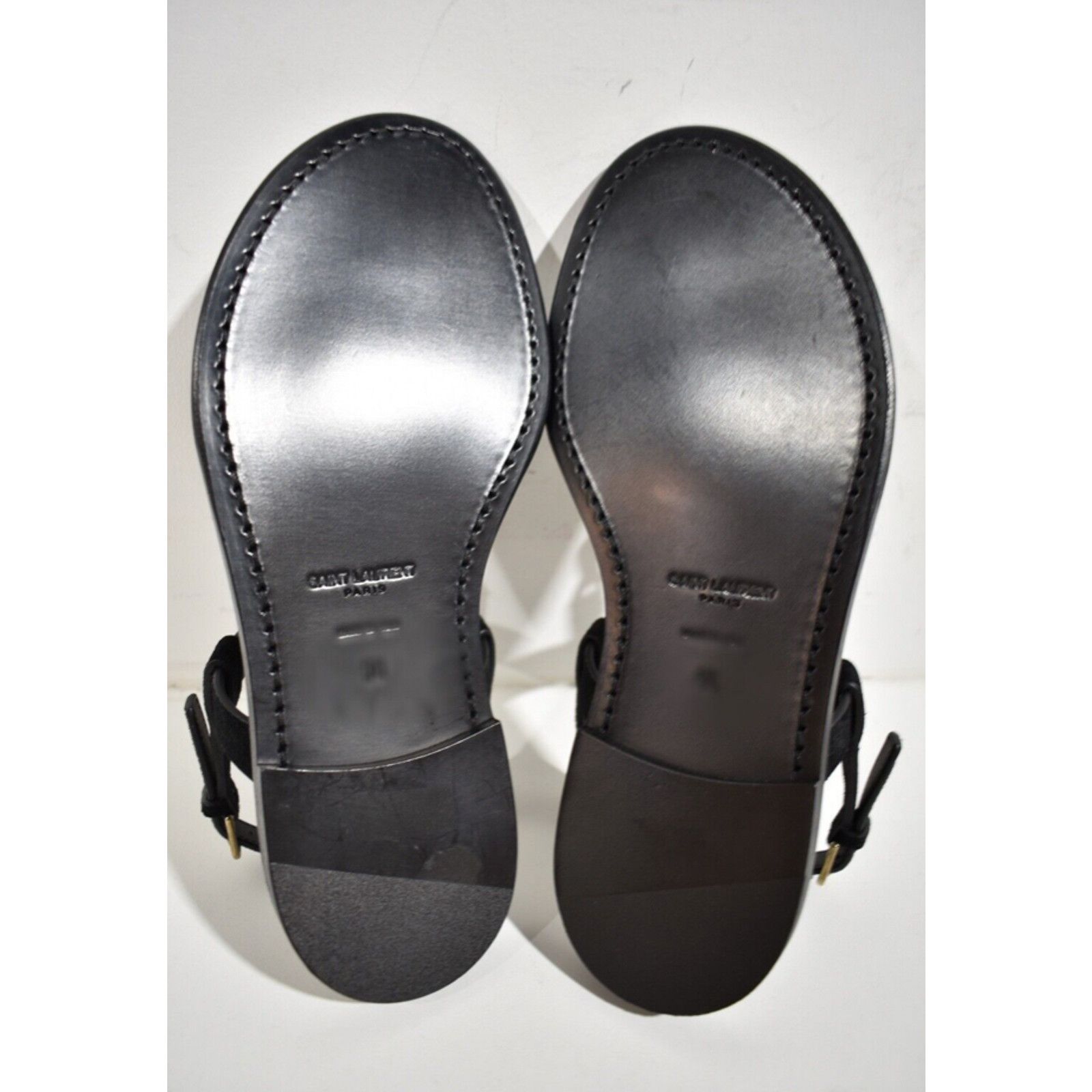 Yves Saint Laurent Saint Laurent YSL Logo Iota 05 Black Suede Studded Thong Size US 7 / IT 37 - 12 Thumbnail