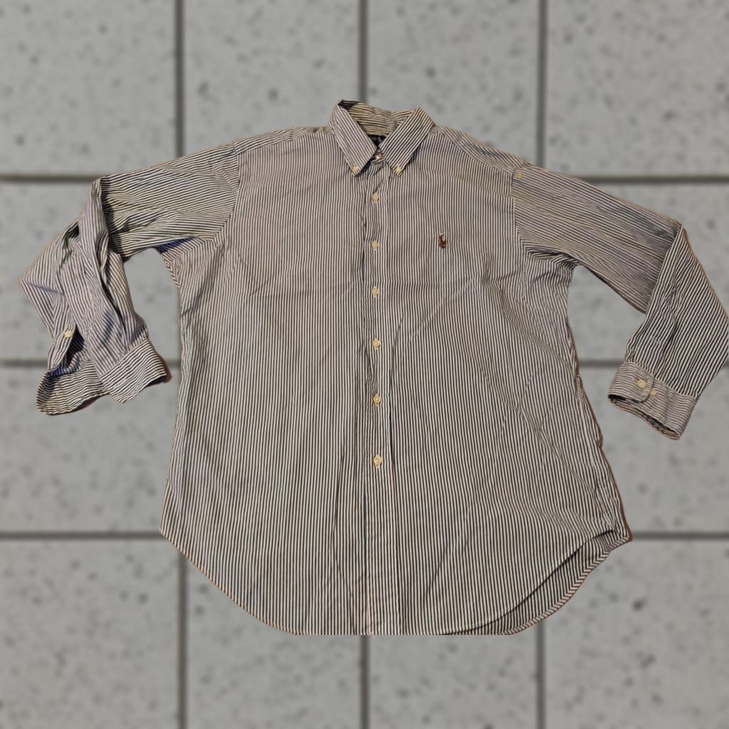 Polo Ralph Lauren Polo Ralph Lauren Dress Shirt Mens Button-Up 16 32 33 Green Stripes Cotton Long Sleeve 16 Size Regular Shirt Mens Green Stripes Cotton Shirt Size 42R - 1 Thumbnail