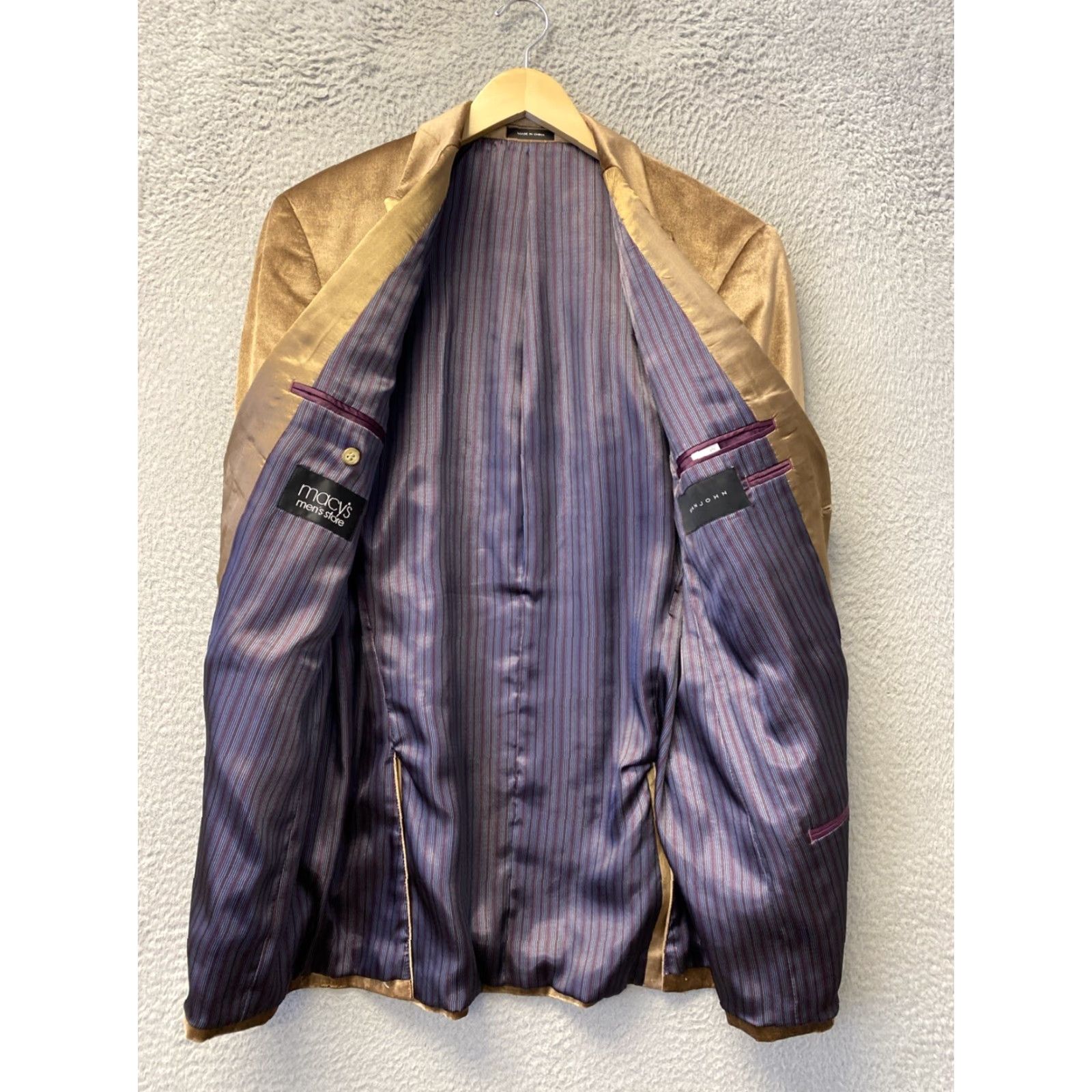 Sean John Sean John Mens Sport Coat 40L Gold Velvet Jacket Blazer /131-1 Size 40R - 7 Thumbnail