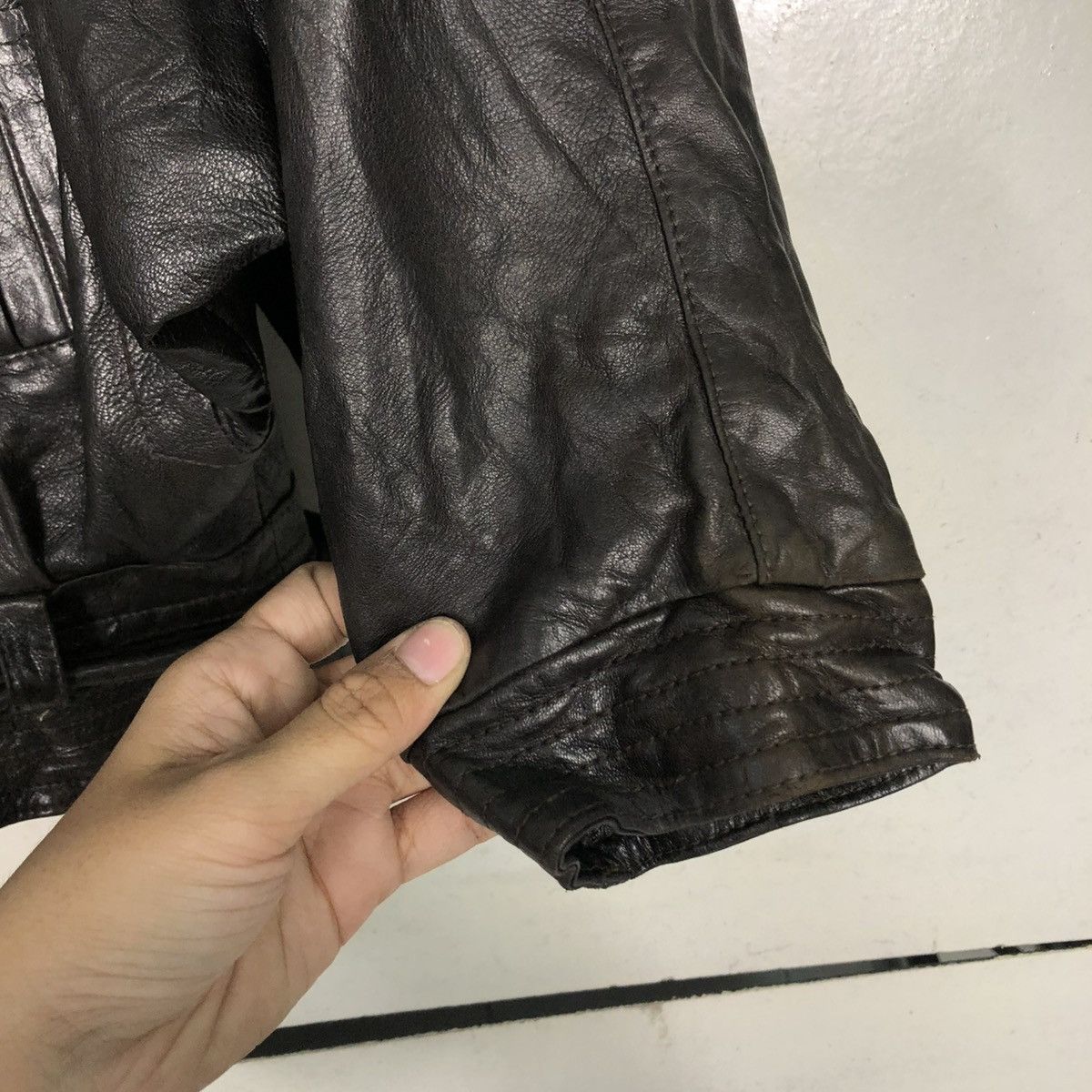 Vintage 🔥CROPPED BONDAGE BIKER LEATHER JACKET SERGE MIKO PARIS Size US M / EU 48-50 / 2 - 18 Thumbnail
