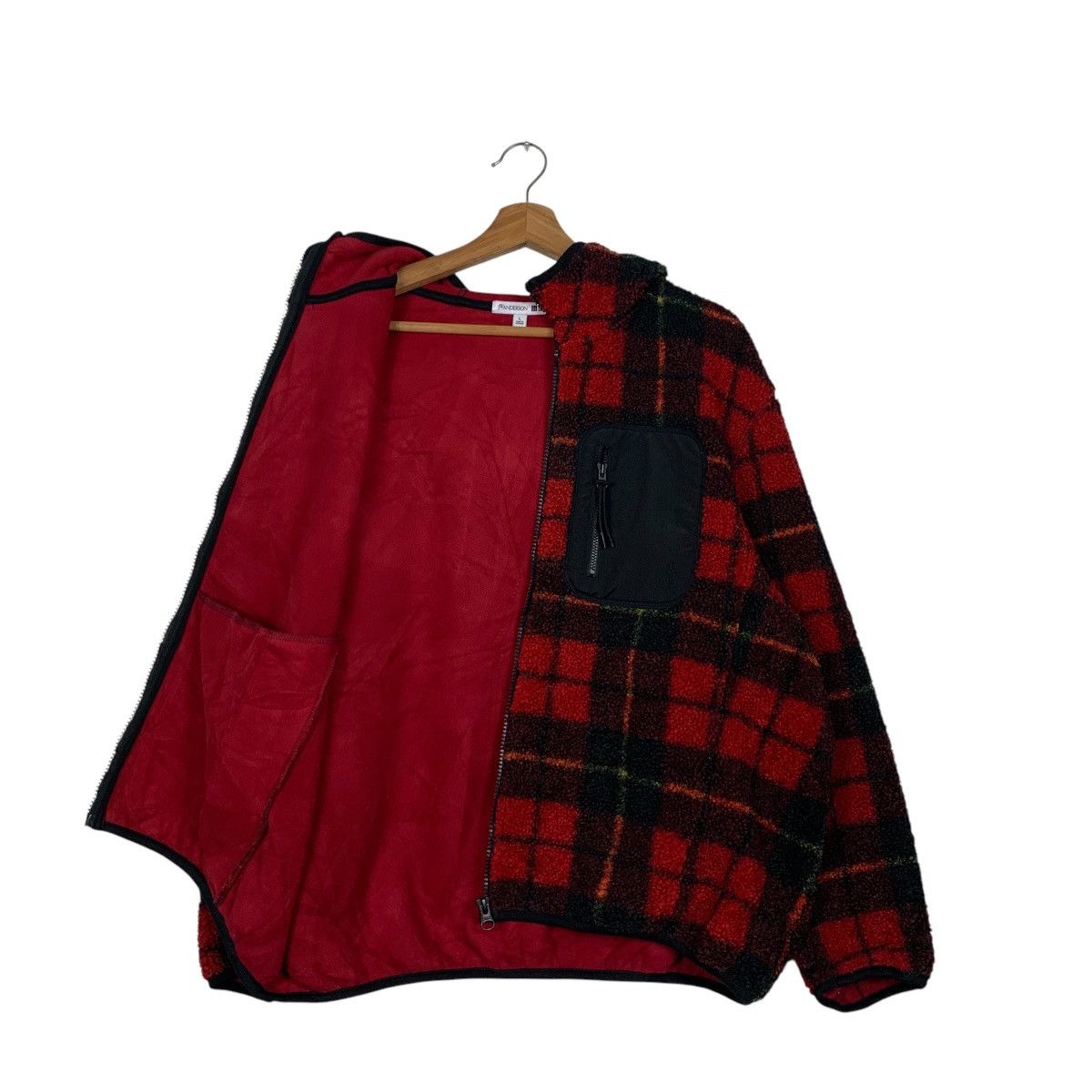 JW Anderson JW ANDERSON Red Tartan Hooded Fleece Jacket #2333-C104 Size US L / EU 52-54 / 3 - 10 Thumbnail