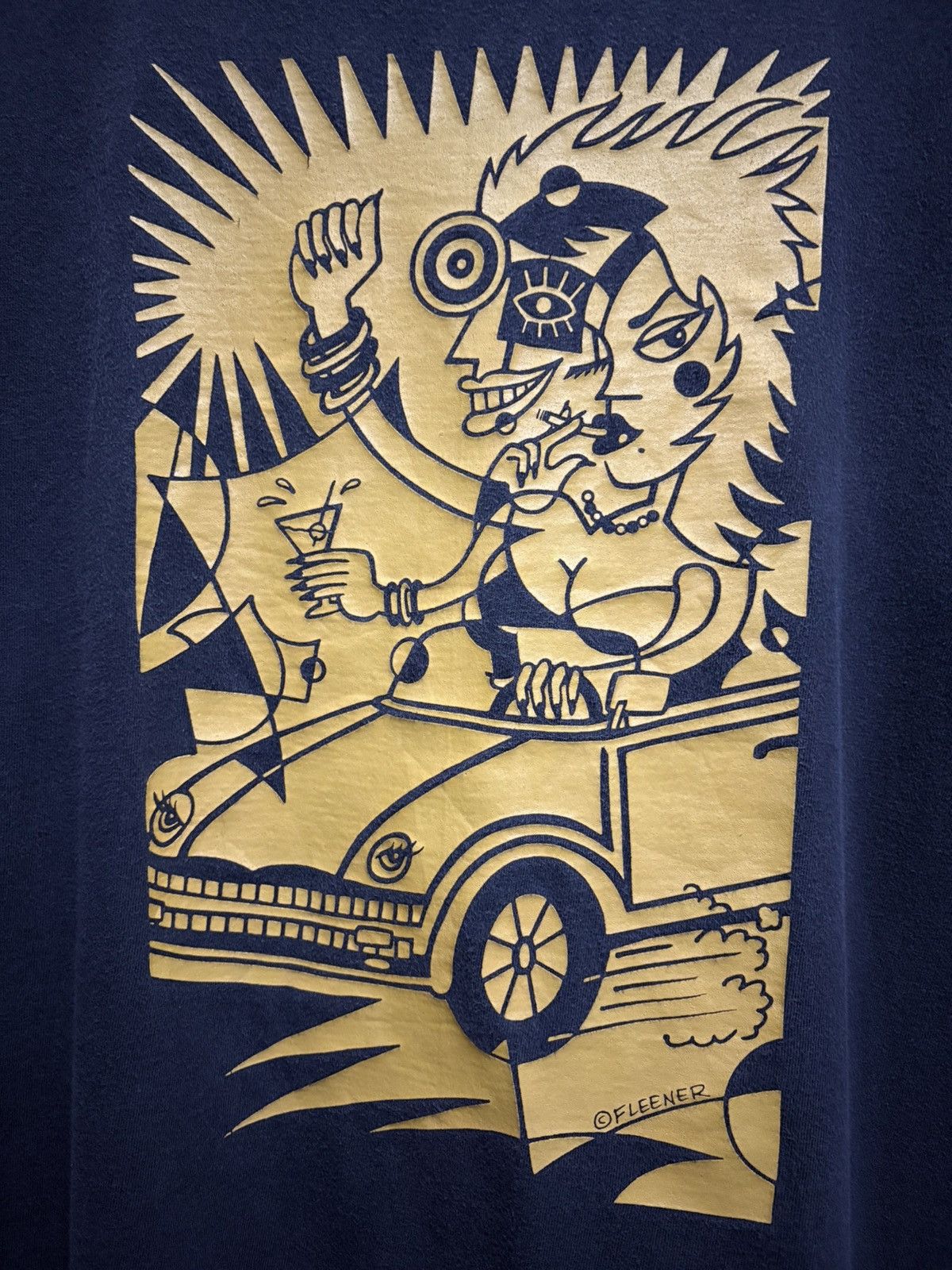 Vintage Vintage 90's Art & Comics M. Fleener " Drunk City " T-Shirt Size US M / EU 48-50 / 2 - 4 Thumbnail